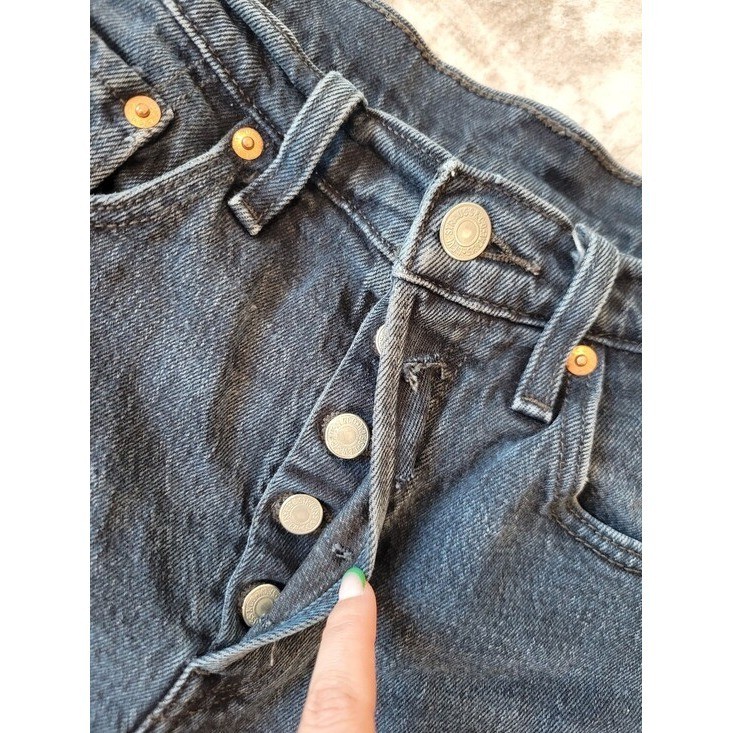 Levi&rsquo;s Womens 27 Dark Wash Button Fly Cut Off Shorts Grunge Streetwear
