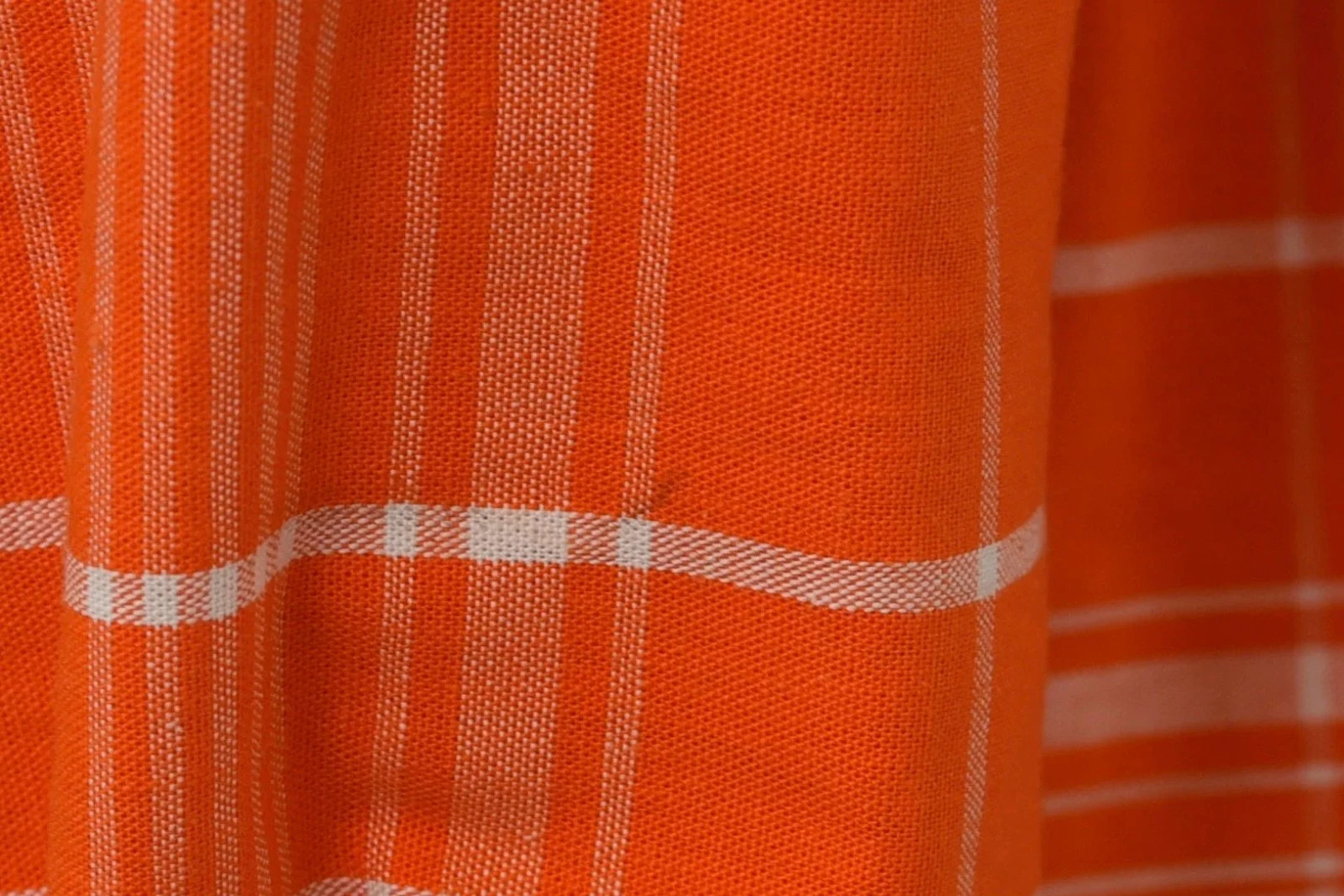 1970s Courreges Hyperbole Orange White Plaid Cotton Coat Jacket Dress