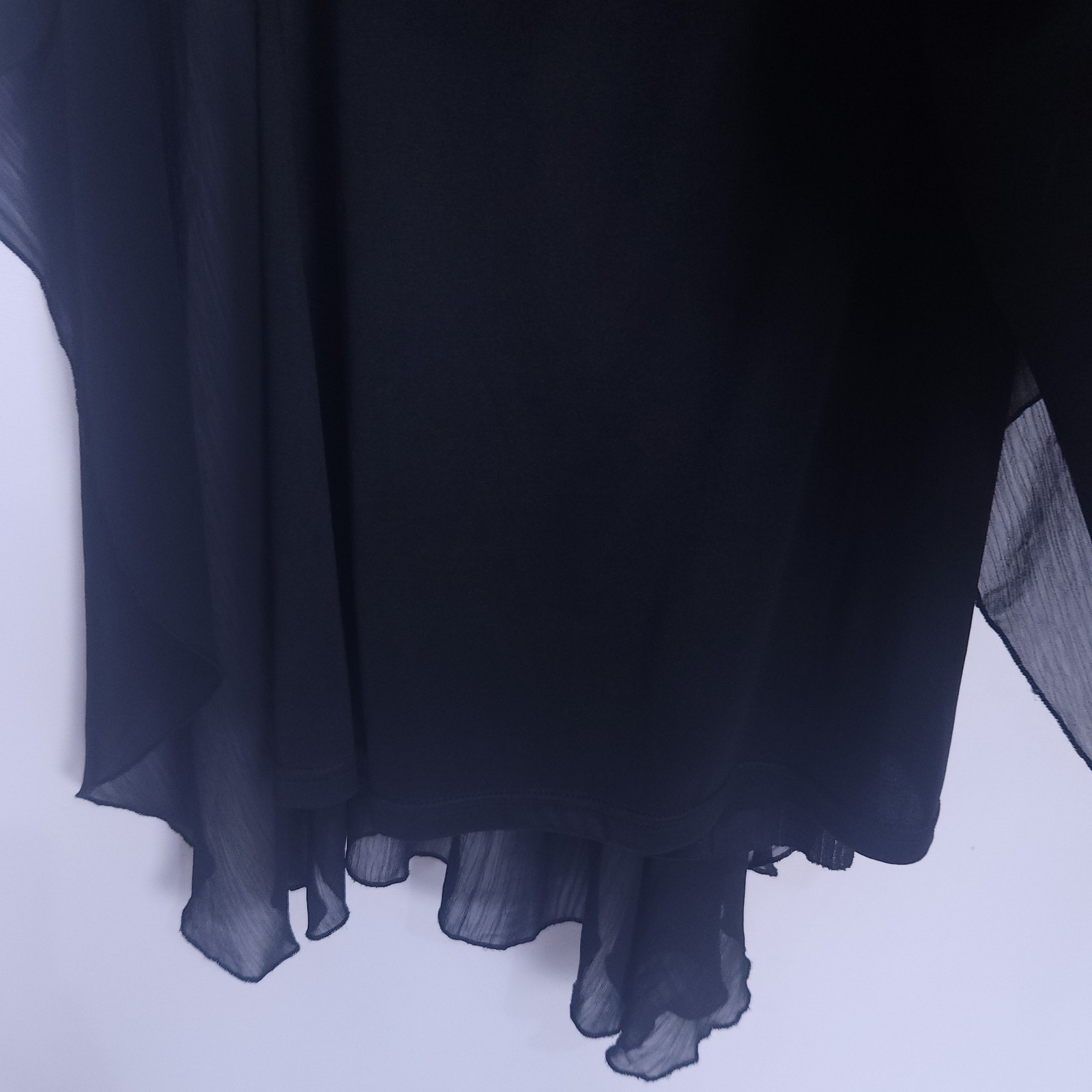 Vintage 2010s Black Chiffon Batwing Dress 8 Flowy Layered Cocktail Mini Face Off
