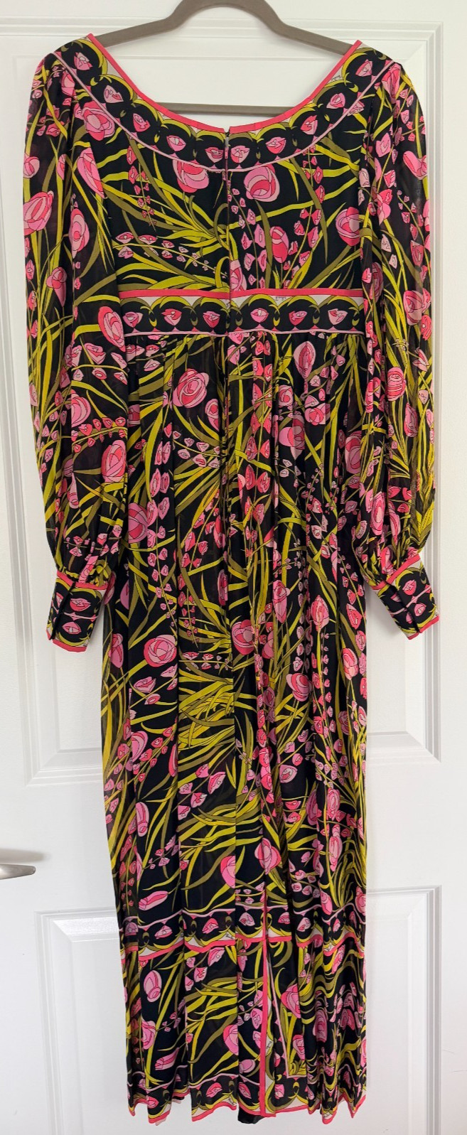 Vintage Emilio Pucci Maxi Dress 8 Floral Print Empire Waist Italy Saks