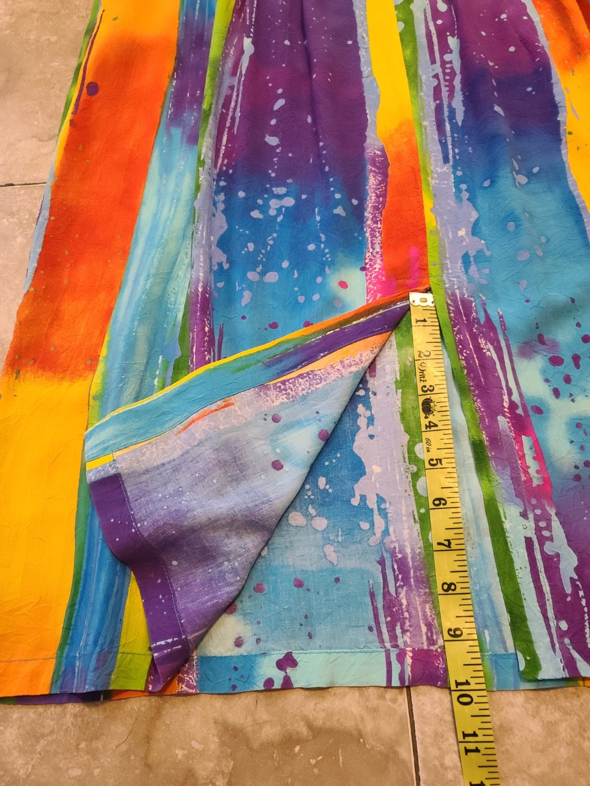 VTG Jams World Rayon Rainbow « Waterfall » Midi Summer Dress Women&rsquo;s M Pockets!