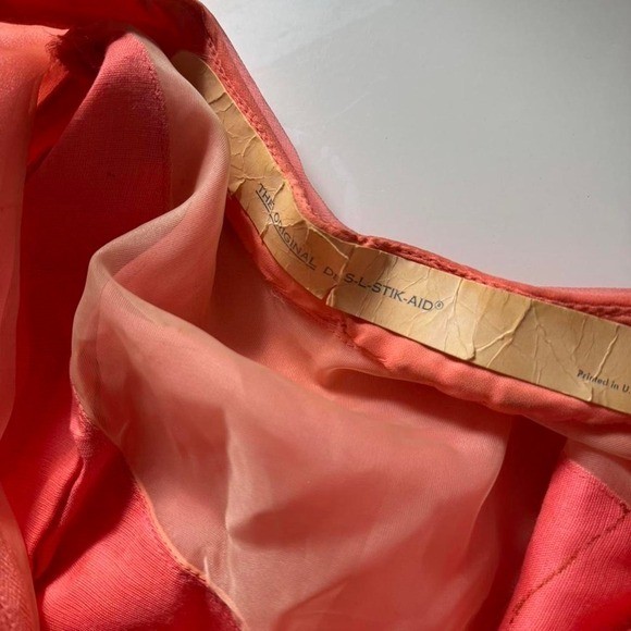 Vintage 60s Coral Chiffon Dress Large AS IS Maxi Waterfall Cape Flutter Angel