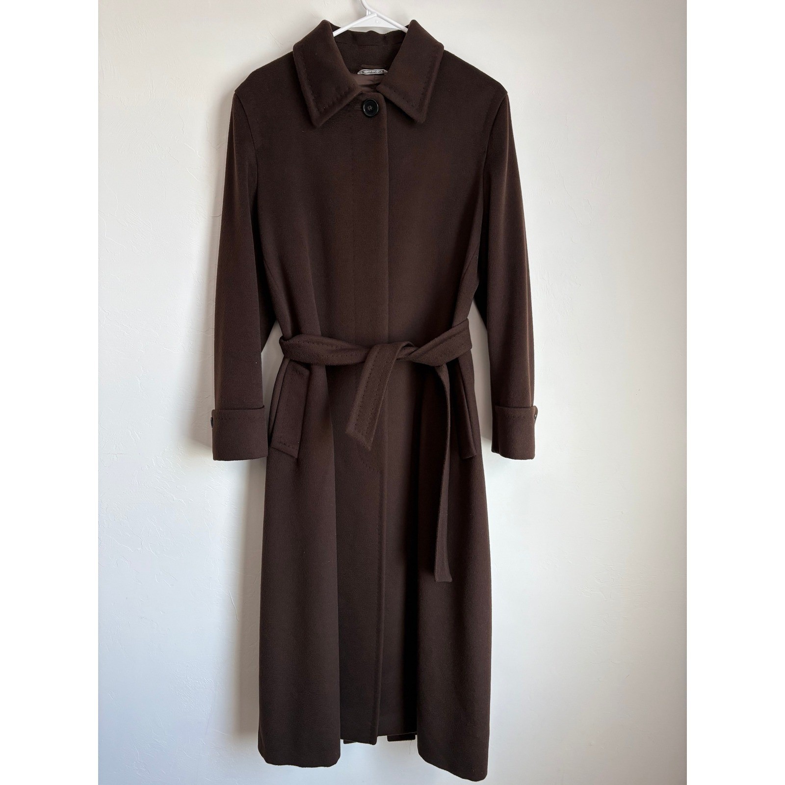 Vintage Max Mara Alpaca Wool Belted City Overcoat Old Money Quiet Luxury Preppy