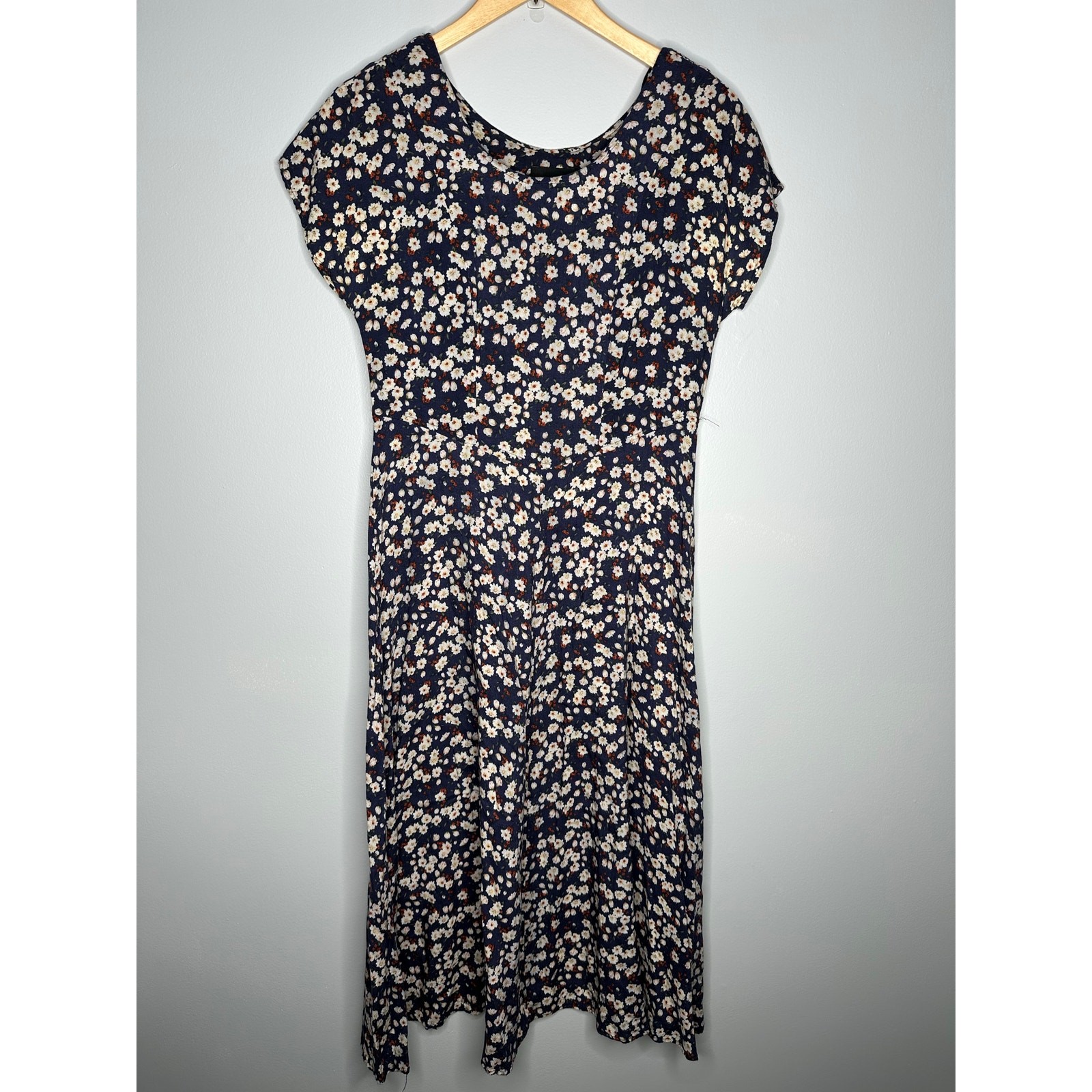 Byer Dress Floral Midi Women 7 Blue EUC Vintage 90s Grunge Daisy Rayon