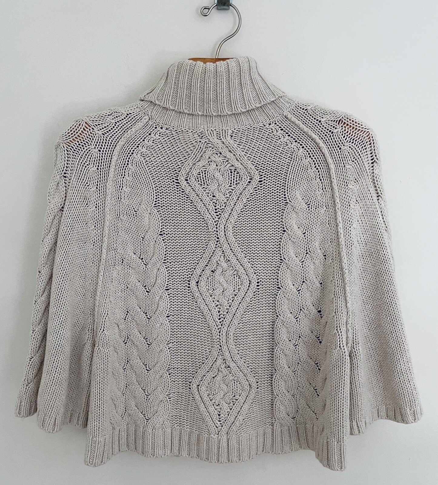 Vintage MODA INTERNATIONAL Cotton Sweater M Beige Turtleneck Dolman