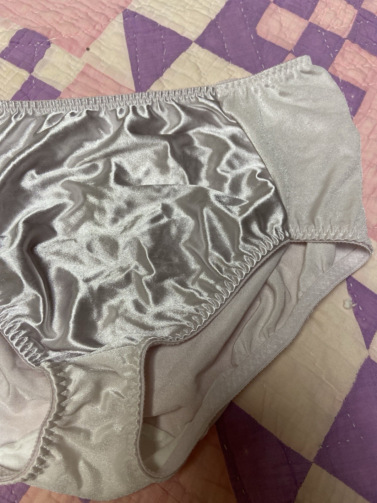 VTG Vanity Fair Satin Panties XL Nylon Granny Sissy Beige