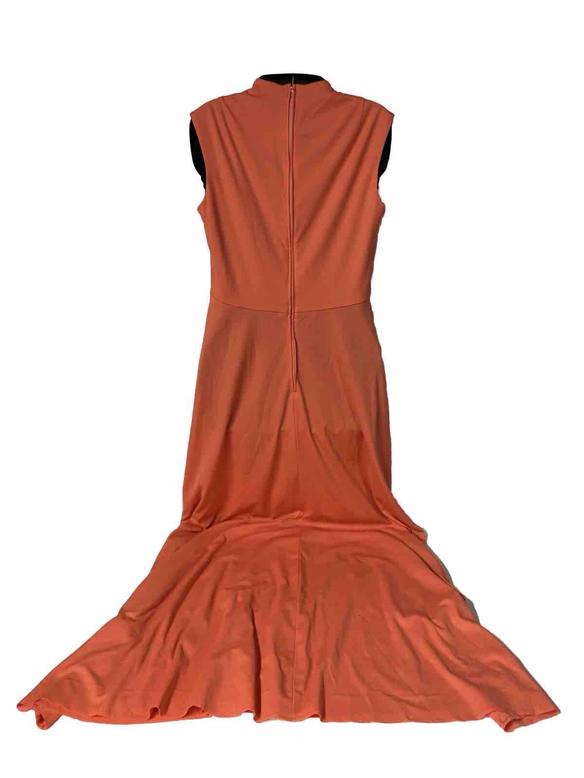 Anne Fogarty 1970s Orange Peek A Boo V-Neck Sleeveless Dress Size 12