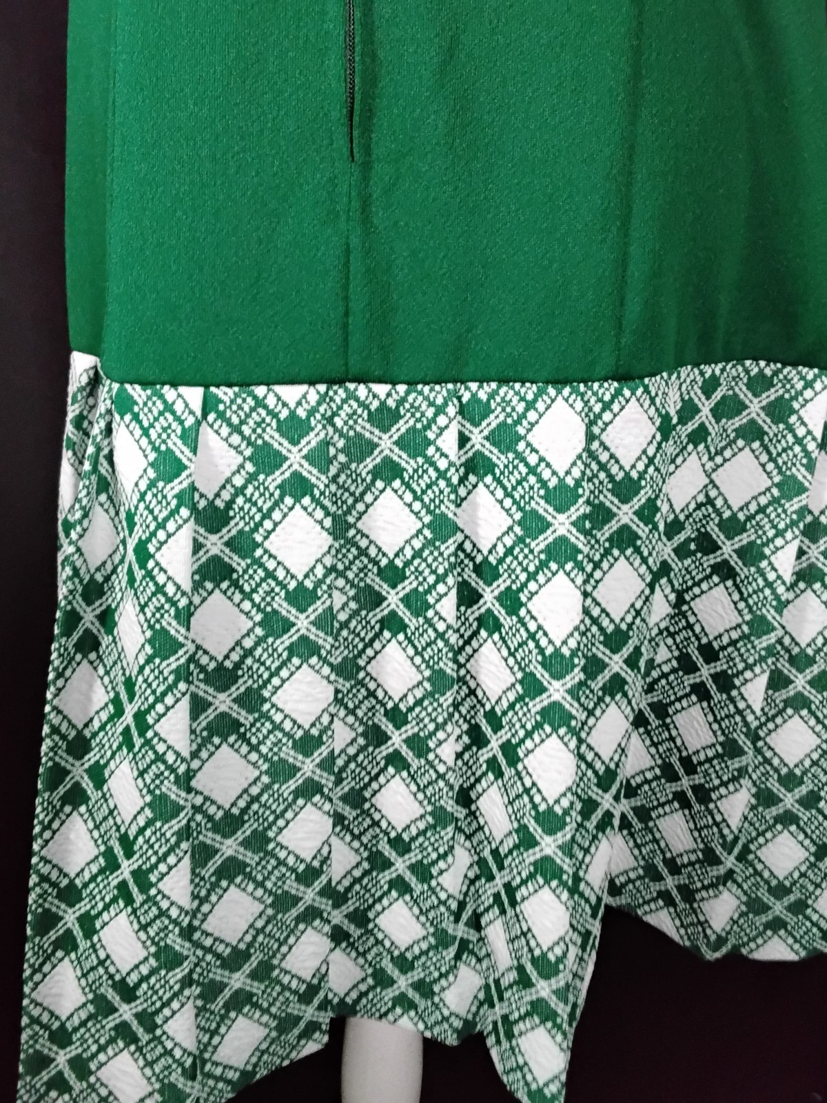 Vtg 1960s-1970s Forest Green Drop-waist Dress Pleated Skirt Sz 18 Union Label