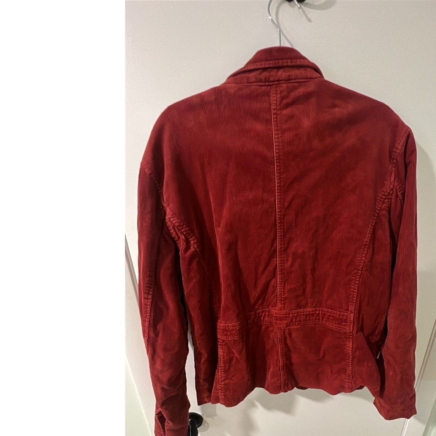 Harley Davidson Red Corduroy Zip Up Jacket Embroidered Logo Womens Large