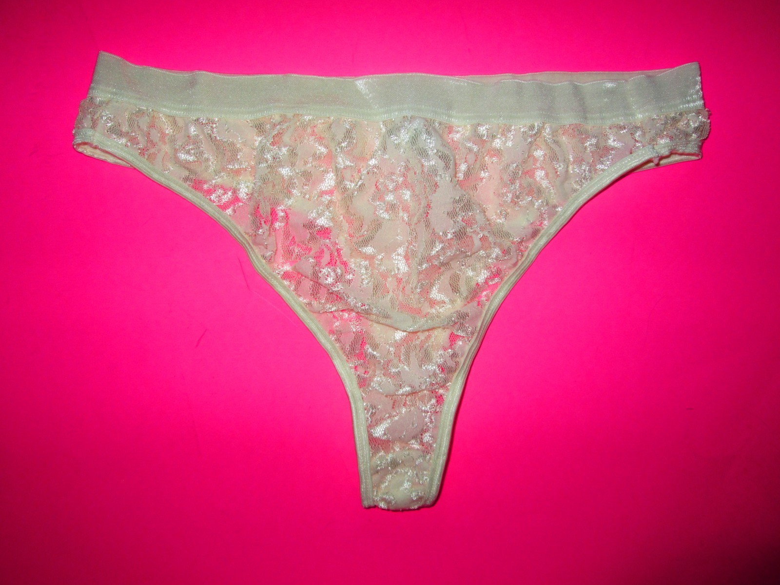 Vintage 1990&rsquo;s LACE Stretch NYLON Thong PANTIES by SEARS Large 7 36-38 NWOT