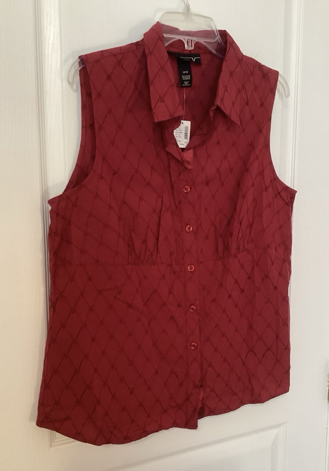 Venezia Vintage Y2K Cranberry Embroidered 100% Cotton Blouse 14/16 NWT Button Up