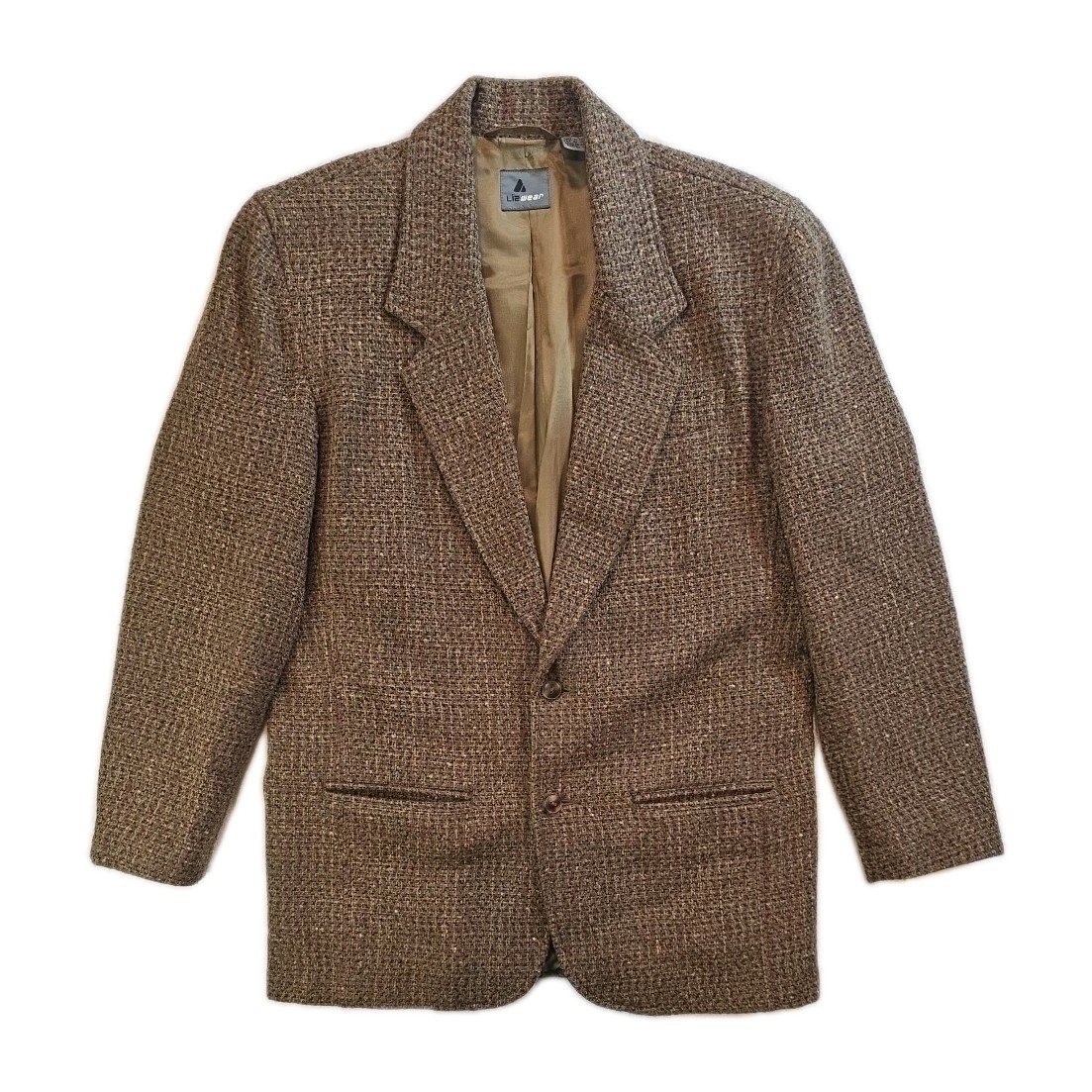 Vintage Sage Green & Red 70% Wool Tweed Liz Wear Blazer – Size 8