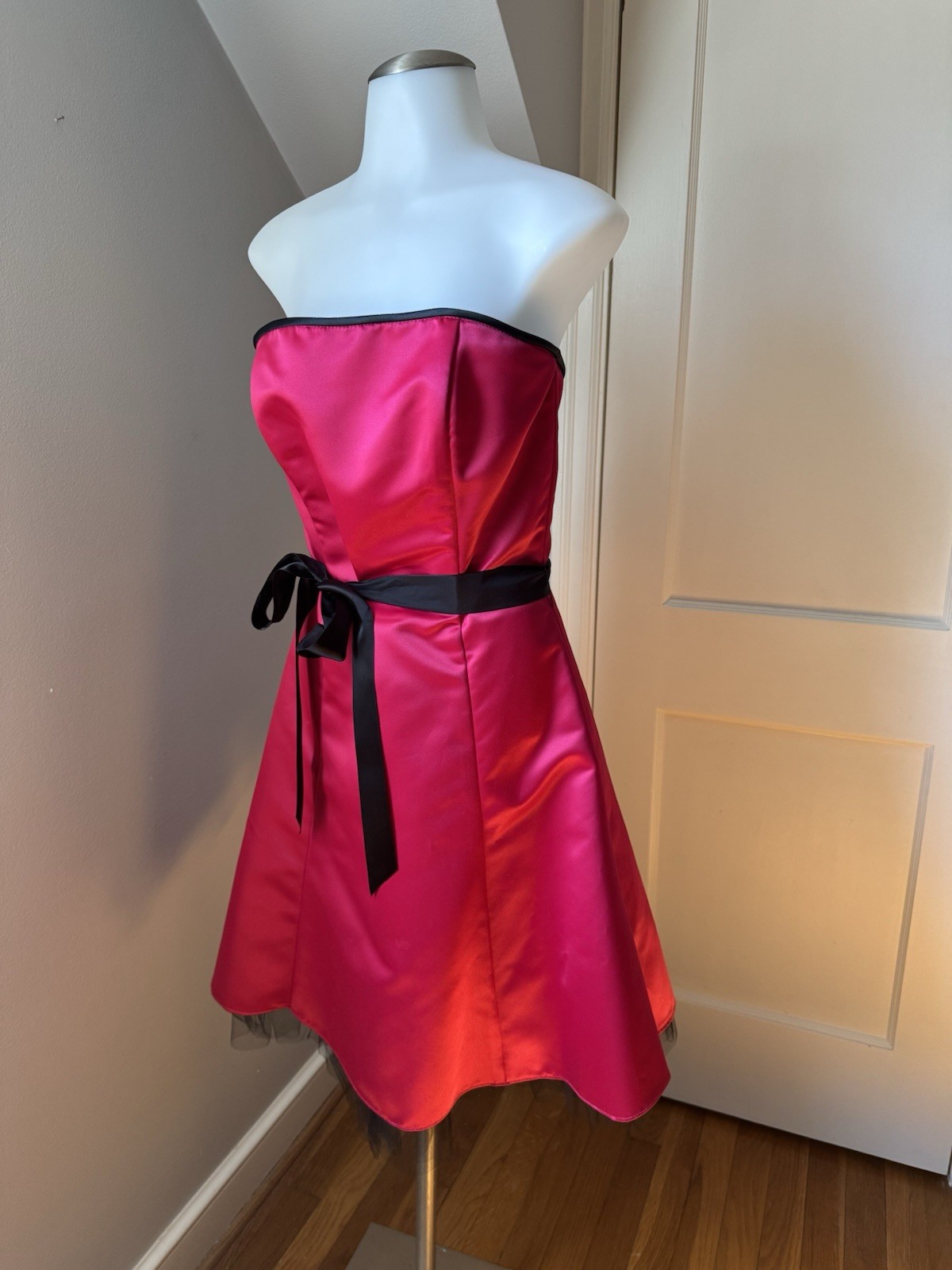 Women’s Jessica McClintock For Gunne Sax Formal Pink Strapless Dress Belted 9/10