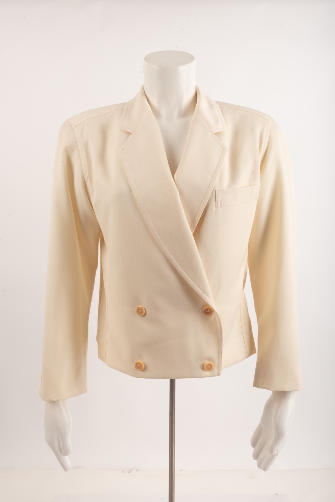 Gucci Vintage Womens Short Blazer Suit Jacket Ivory Size 40 US S Small Wool 80s