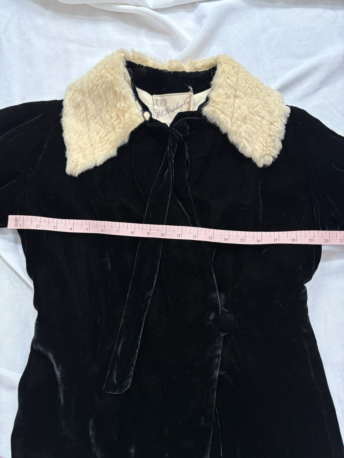Vtg Fur Collared Black Velvet Duster Robe Old Hollywood Style Glam Size Medium