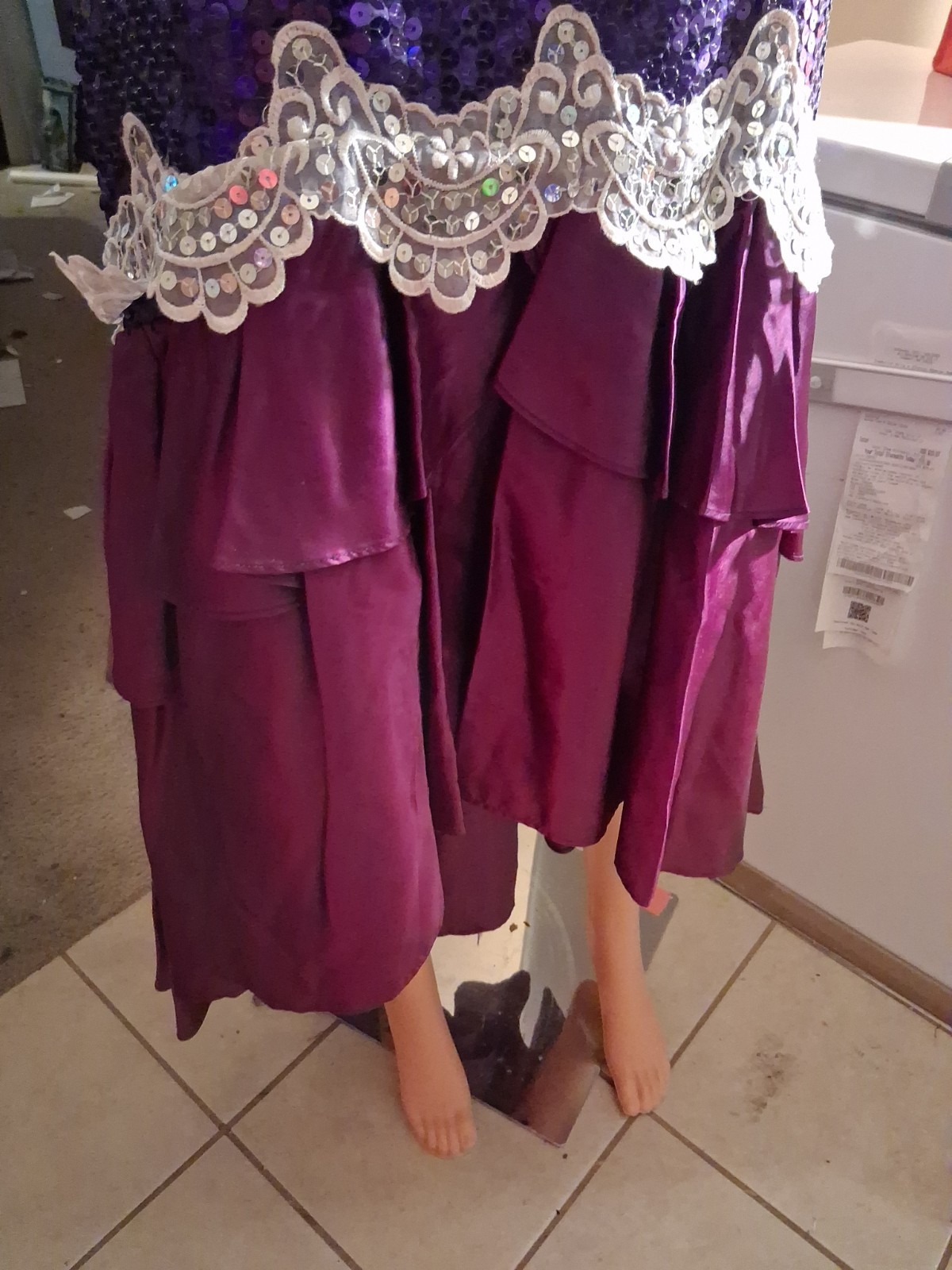 1980s Purple Sequin Ruffle High-Low Hem Party Salsa Dress Flirtations By Angelo