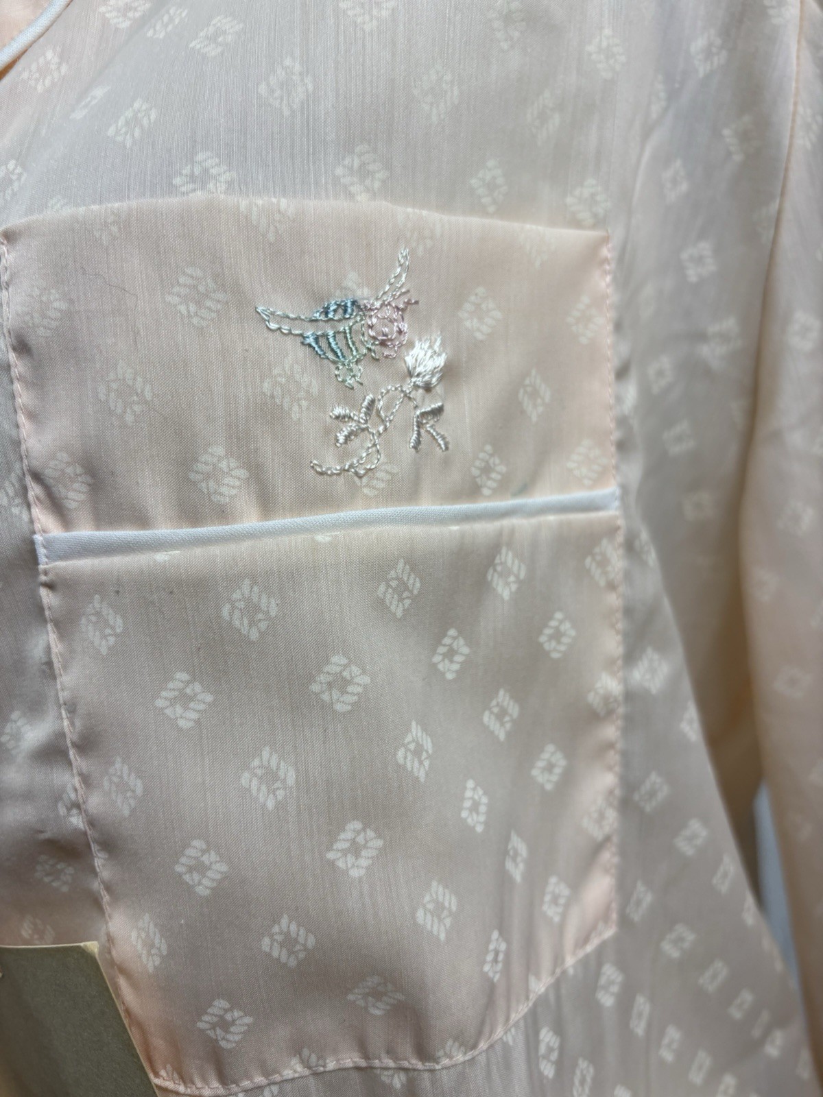 NWT Vintage Barbizon Batiste Lightweight Pajama Shirt Peach Made in USA Sz 42