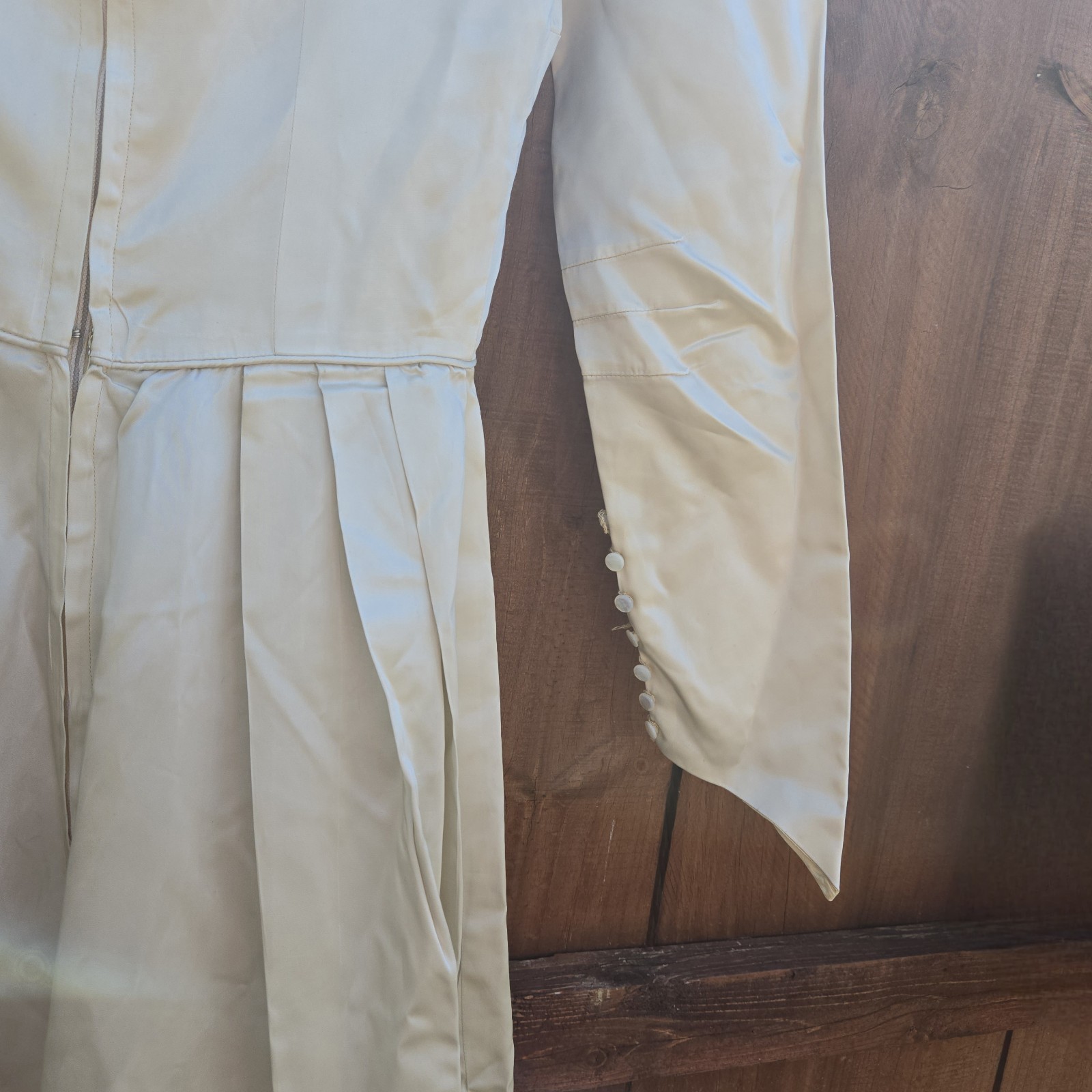 Vintage 1940s Ivory Long Sleeve Satin Wedding Dress. SIZE XS, See Description