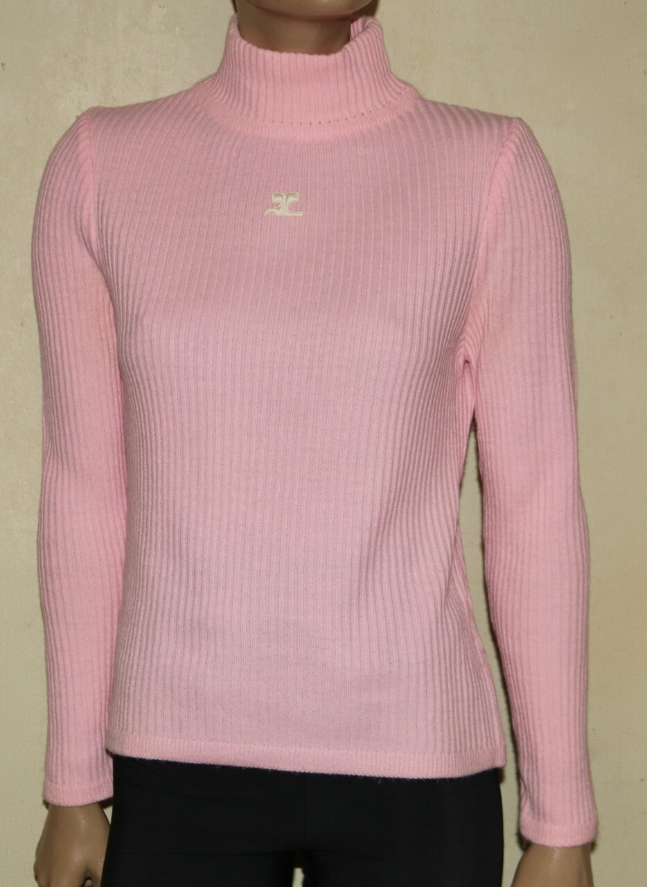 Courrèges vtg MOD MCM turtleneck knit top B Space Age fashion PINK Courreges