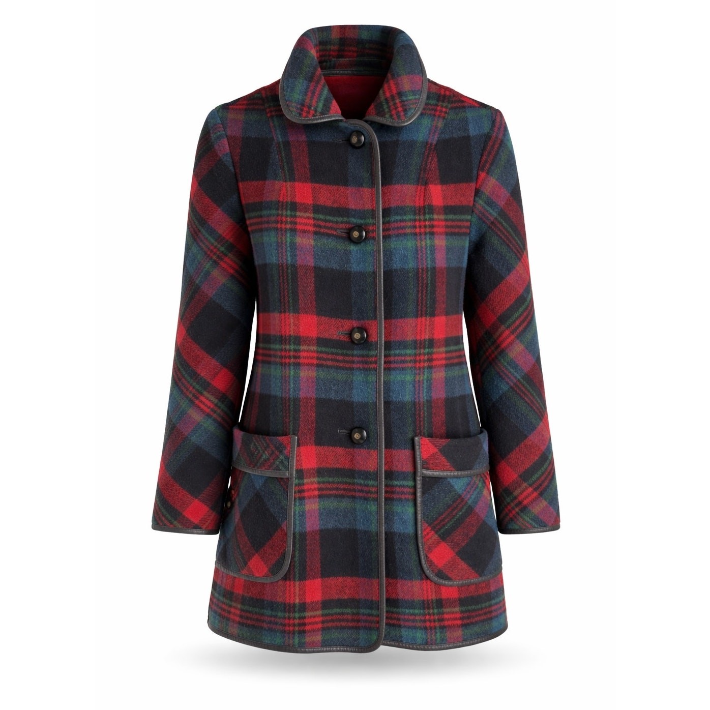 Womens Wool Plaid Coat M Made USA Equestrian Country Side Classic Mod Preppy