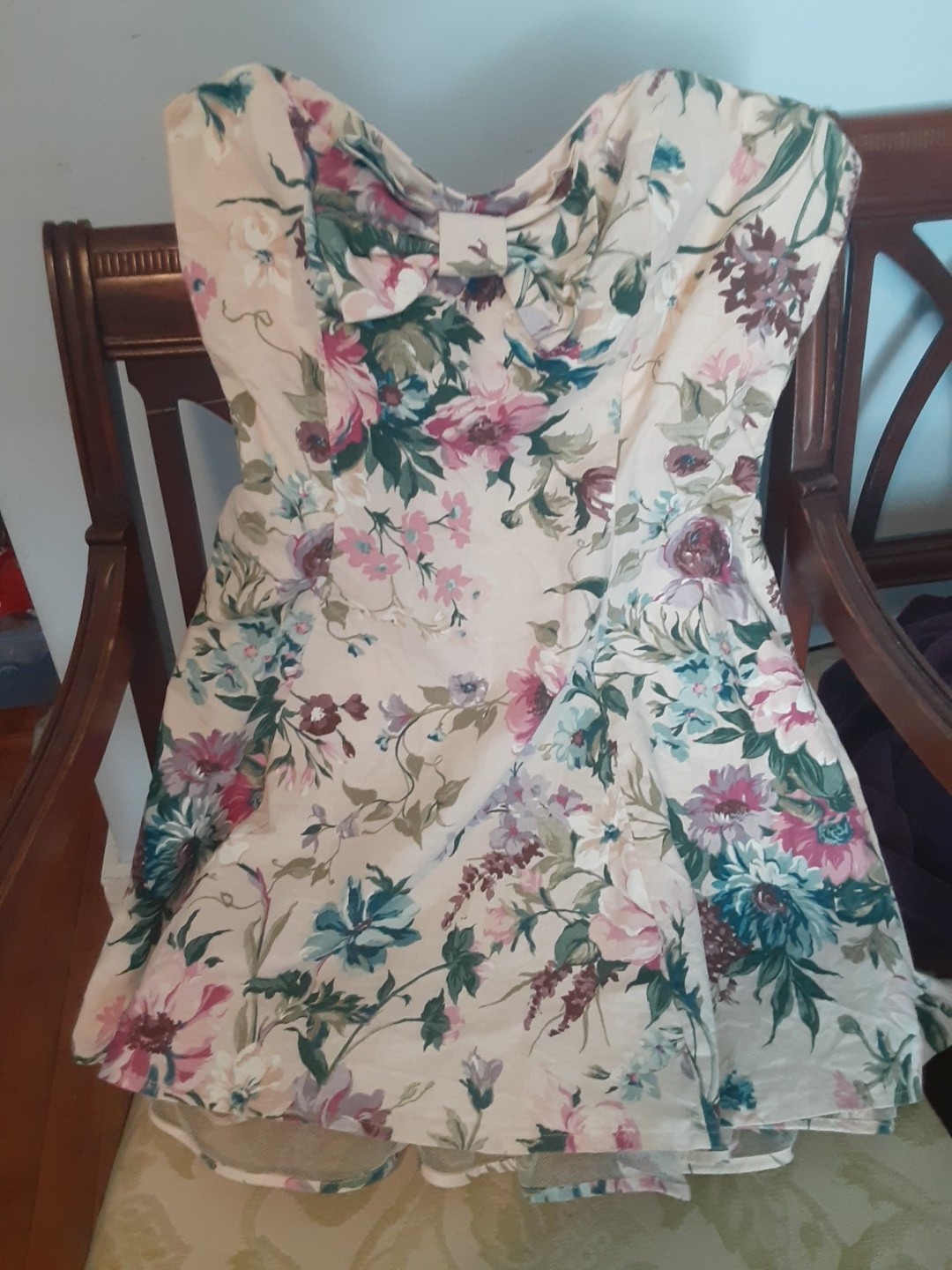 Vintage L.A. Glo Strapless Party Dress Netted Underskirt 11/12 Floral Women&rsquo;s