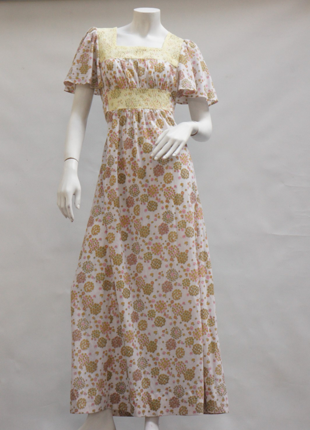 Vintage 70s Floral print Maxi Dress Prairie Boho Hippie Retro