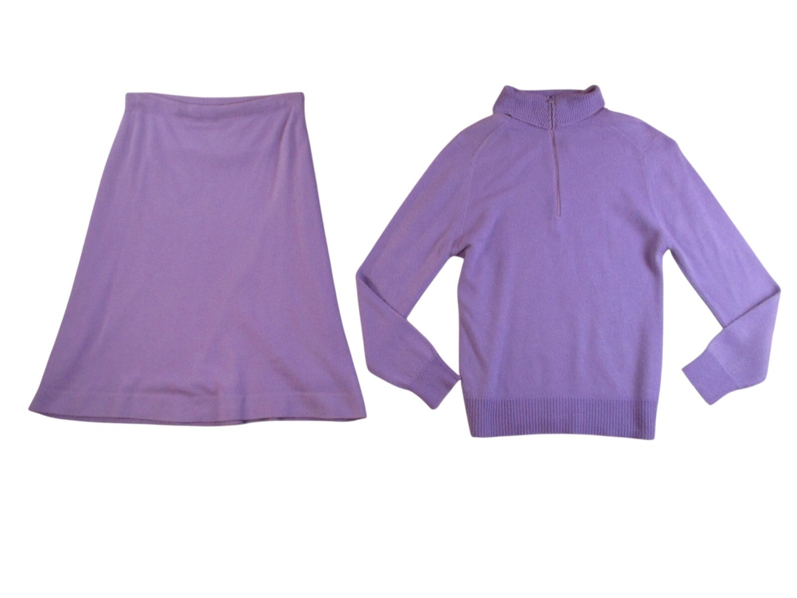 Givenchy Sport Vintage Sweater Skirt Set Purple Turtleneck Acrylic Size 6 70s