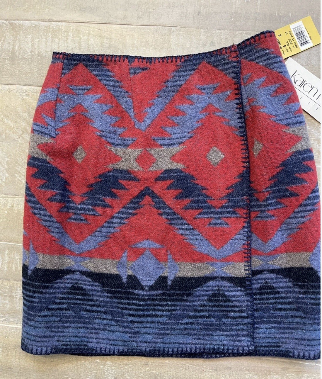 NEW OLD STOCK Vintage 90’s Wool Blend Southwestern Aztec Wrap Skirt Small Petite