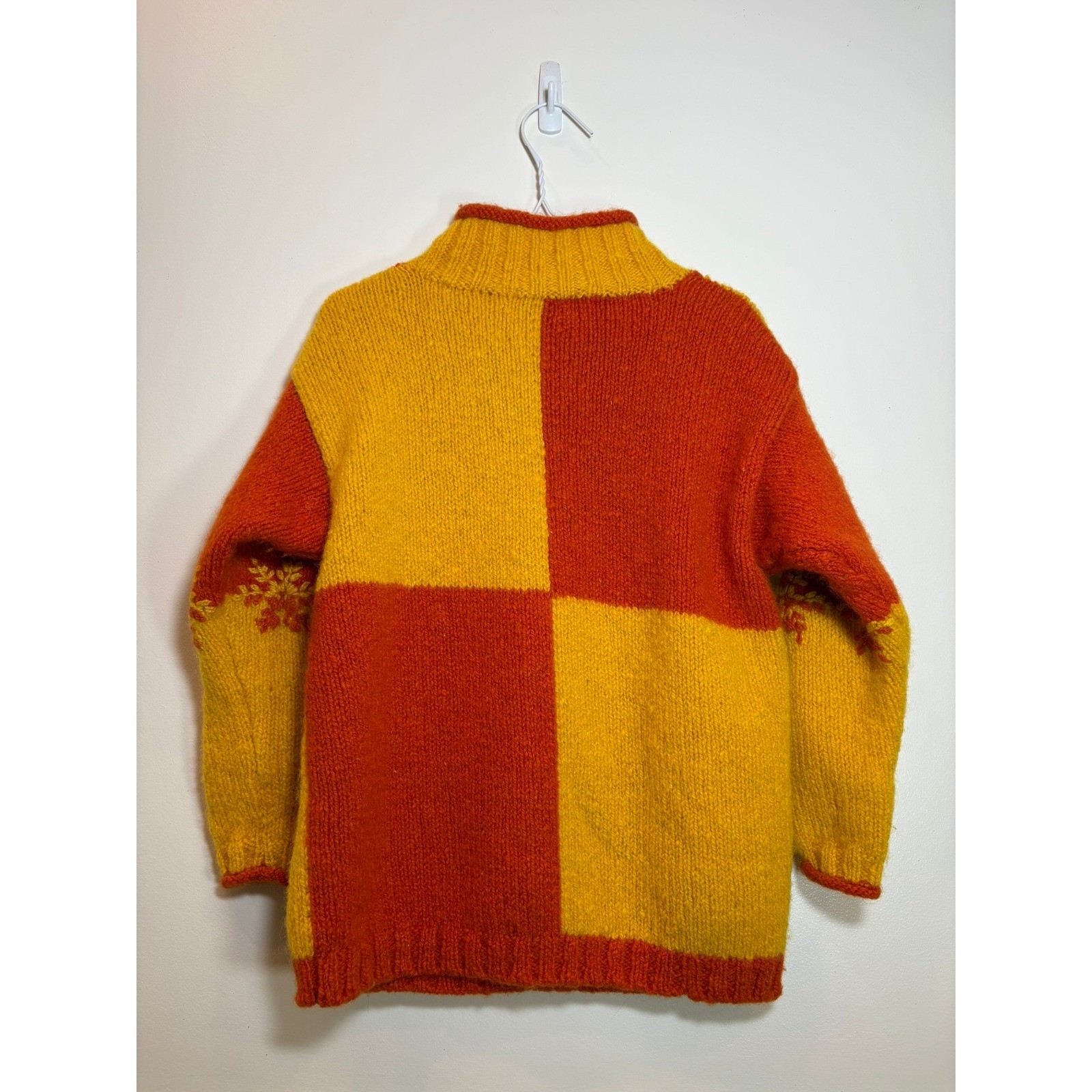 Express Tricot Vintage Snowflake Colorblock Pullover S Orange Yellow Hong Kong