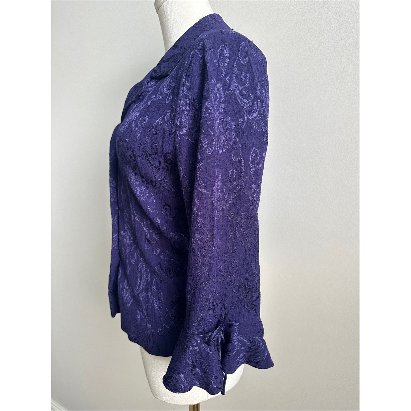 Vtg Women 10 Purple Tailored Peplum Blazer Paisley Tapestry Whimsigoth Fairy