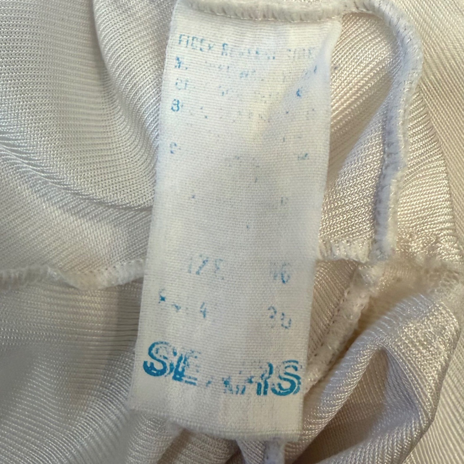 Sears Vintage White Nylon Full Slip Dress Lace Trim Adj Straps Size 34 Coquette