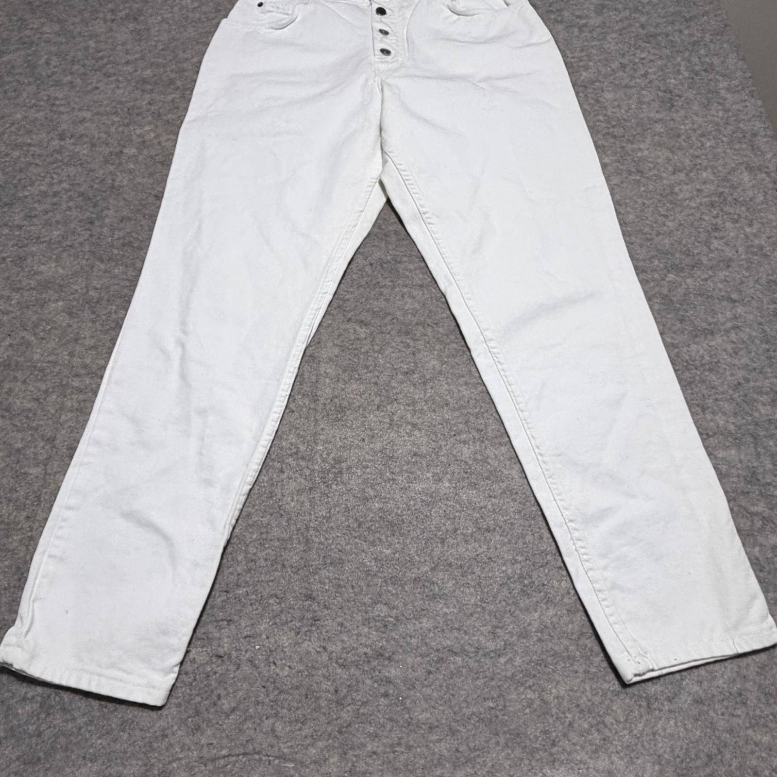 Bonjour White Denim Jeans WOMEN&rsquo;S 17/18 High Waisted Button Fly 100% Cotton