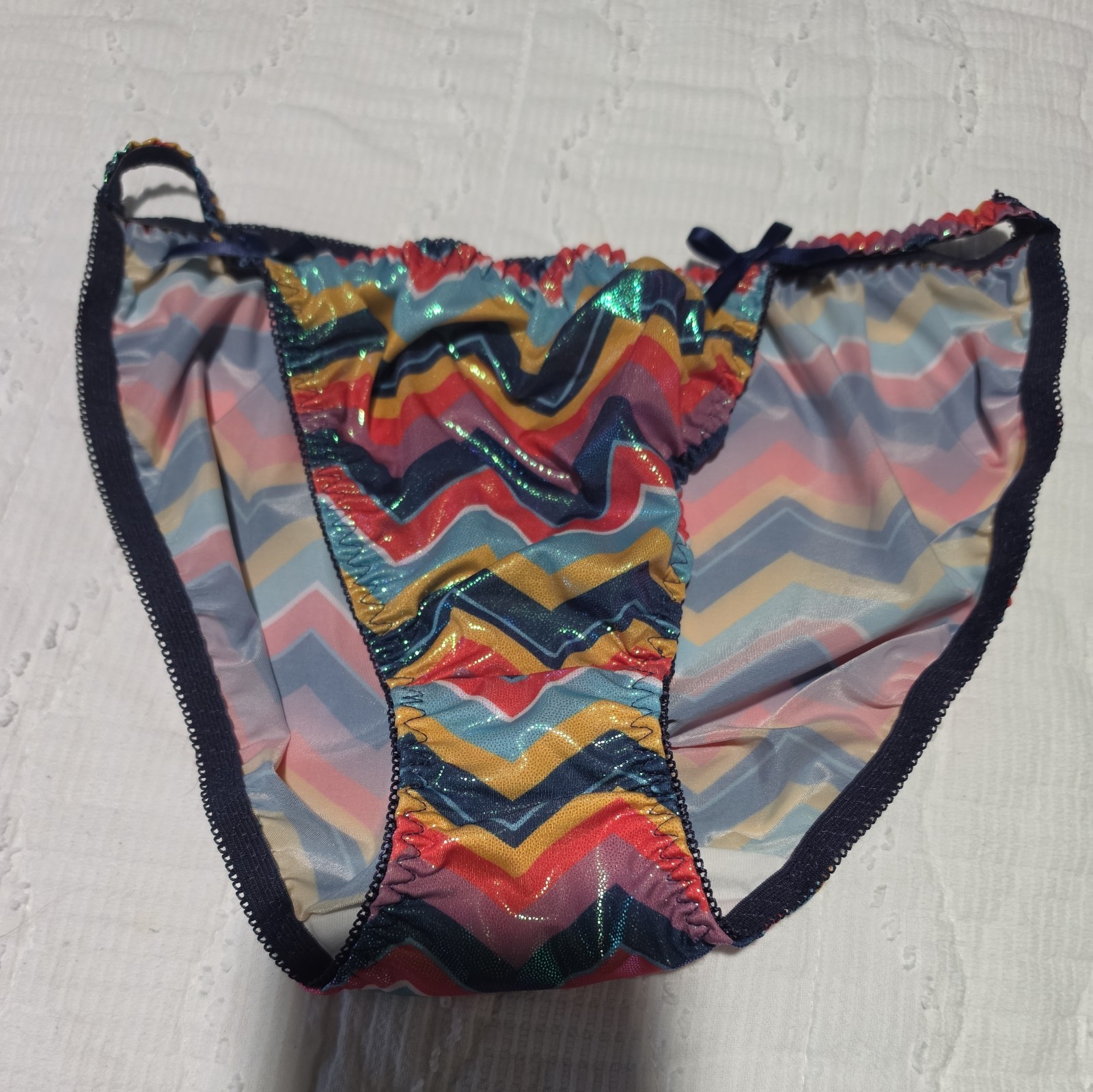 Vtg Satin String Bikini Panties Size 7/L