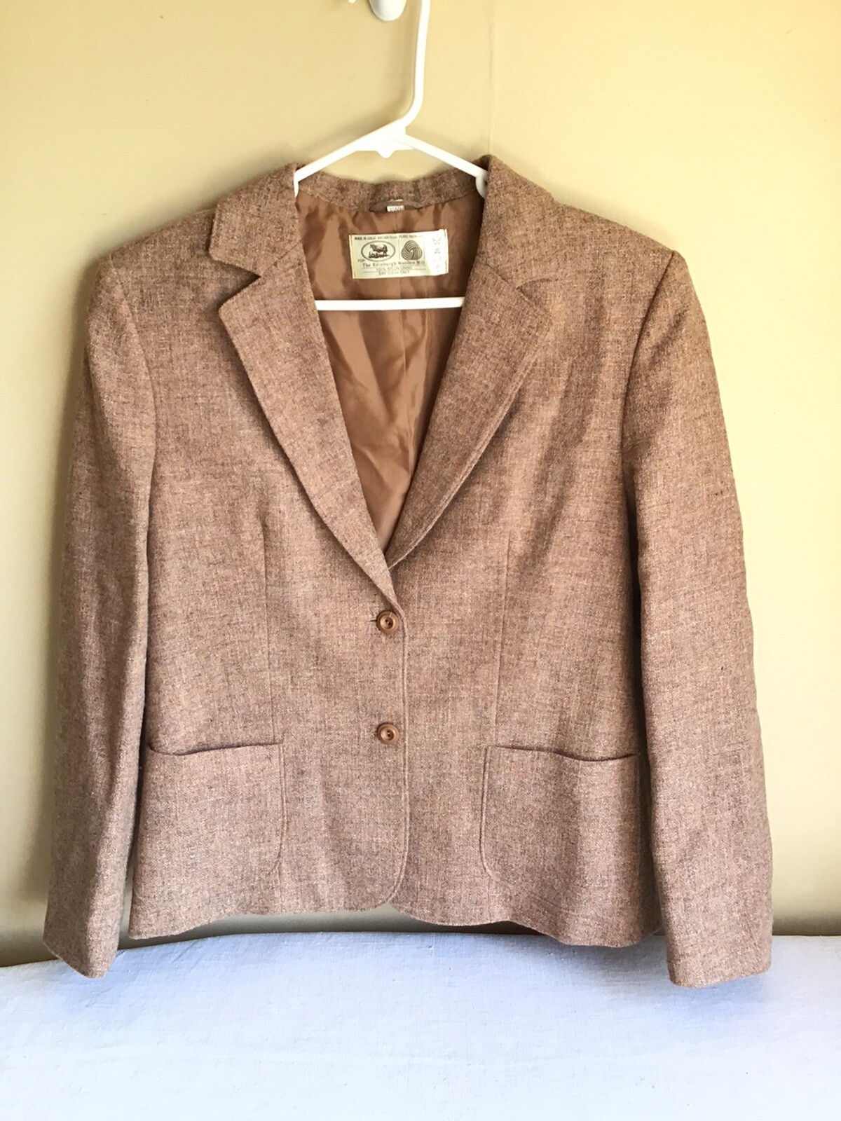 Vtg Edinburgh Woolen Mill Womens Brown Copper Long Sleeve Button Up Blazer 12