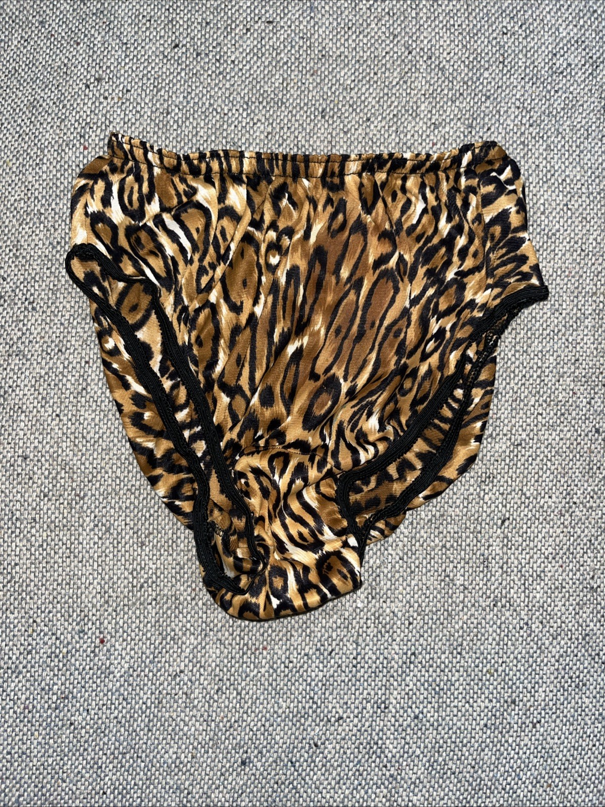 Vintage 60s Nylon Retro Leopard Pattern Print Bikini Sheer Silky Panties Sissy S