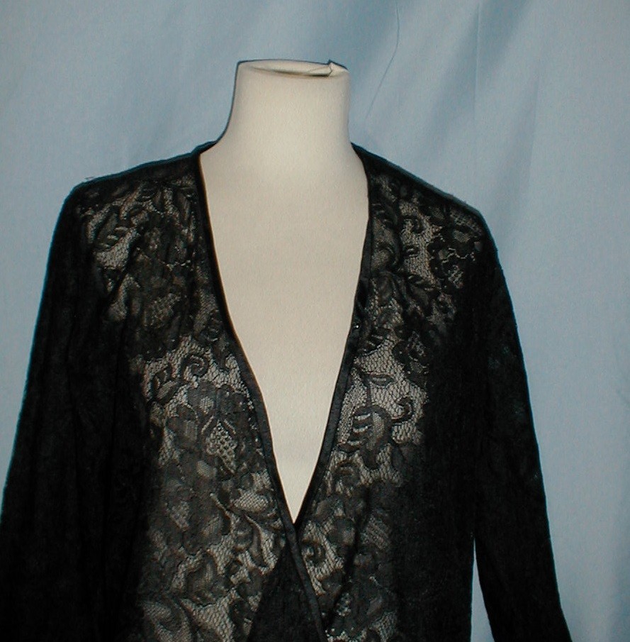 Gothic Vintage Flapper 1920 Dress Jacket Black Chantilly Lace