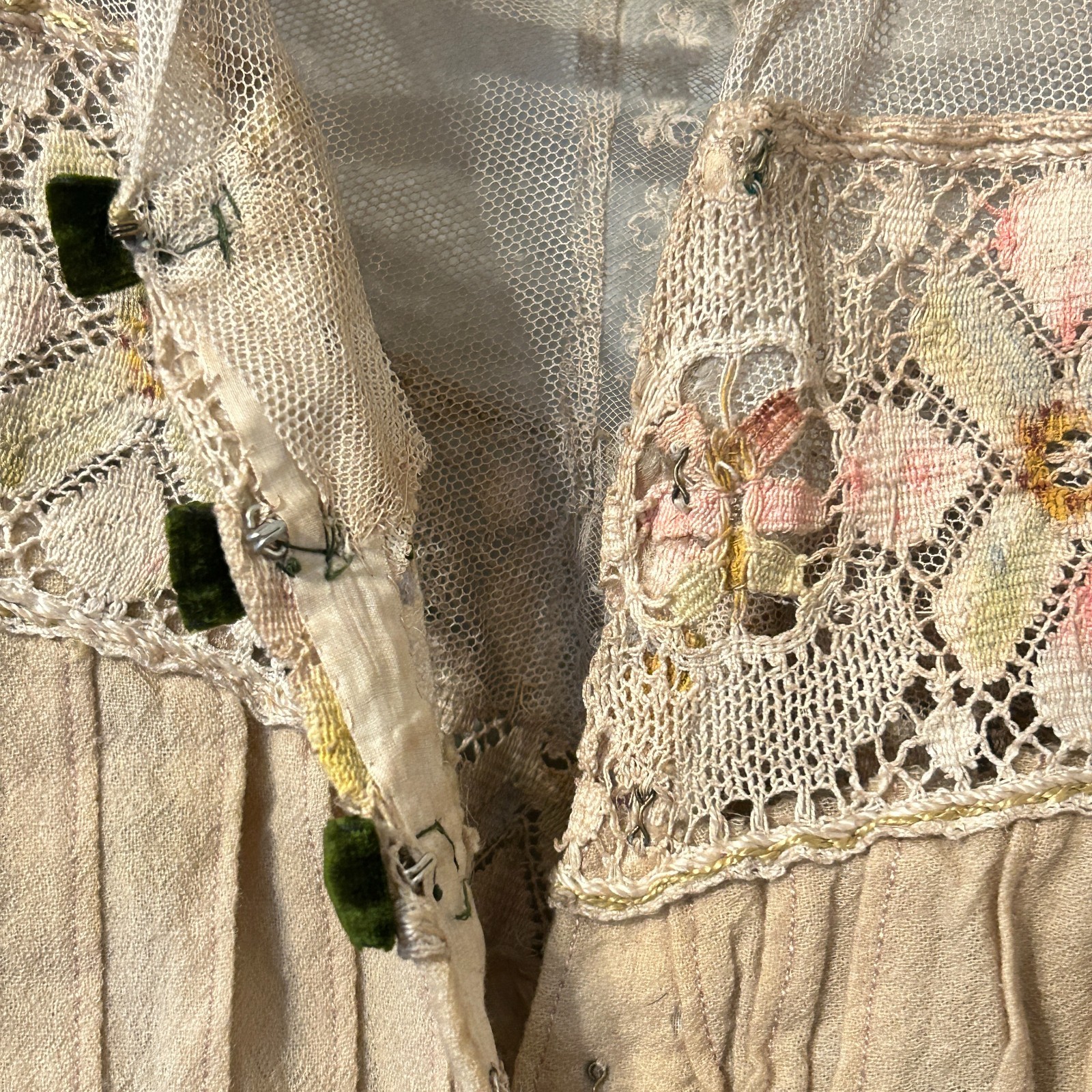 AS IS Study Antique 1890’s Victorian Gown Wool Lace Dress