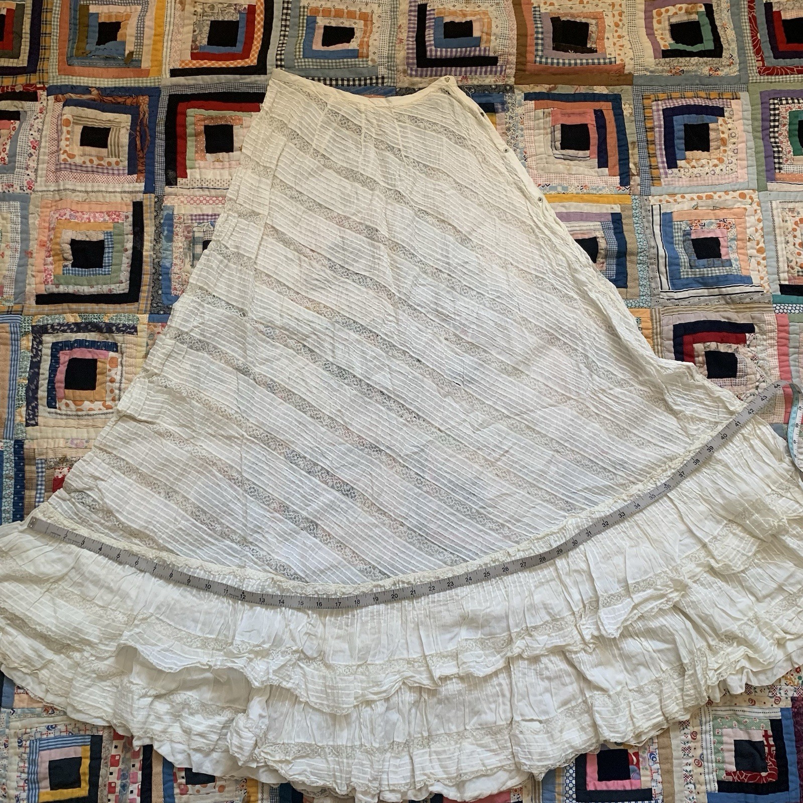 As Is Absolutely Stunning Antique Edwardian Asymmetrical Lace Prairie Skirt