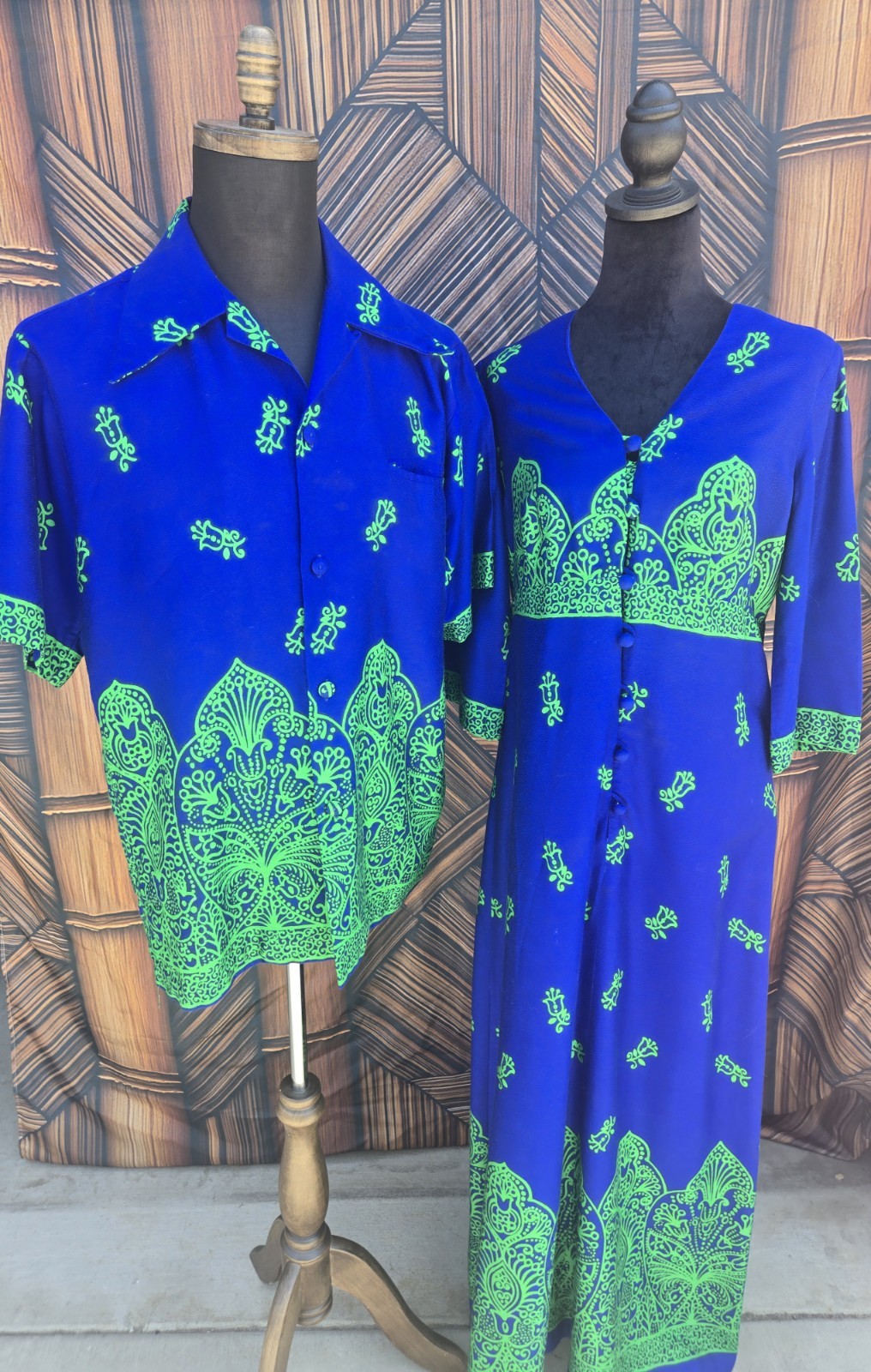 Vintage Sears Hawaiian/Kimo&rsquo;s Polynesian Aloha Honeymoon Dress & Shirt Set w6054