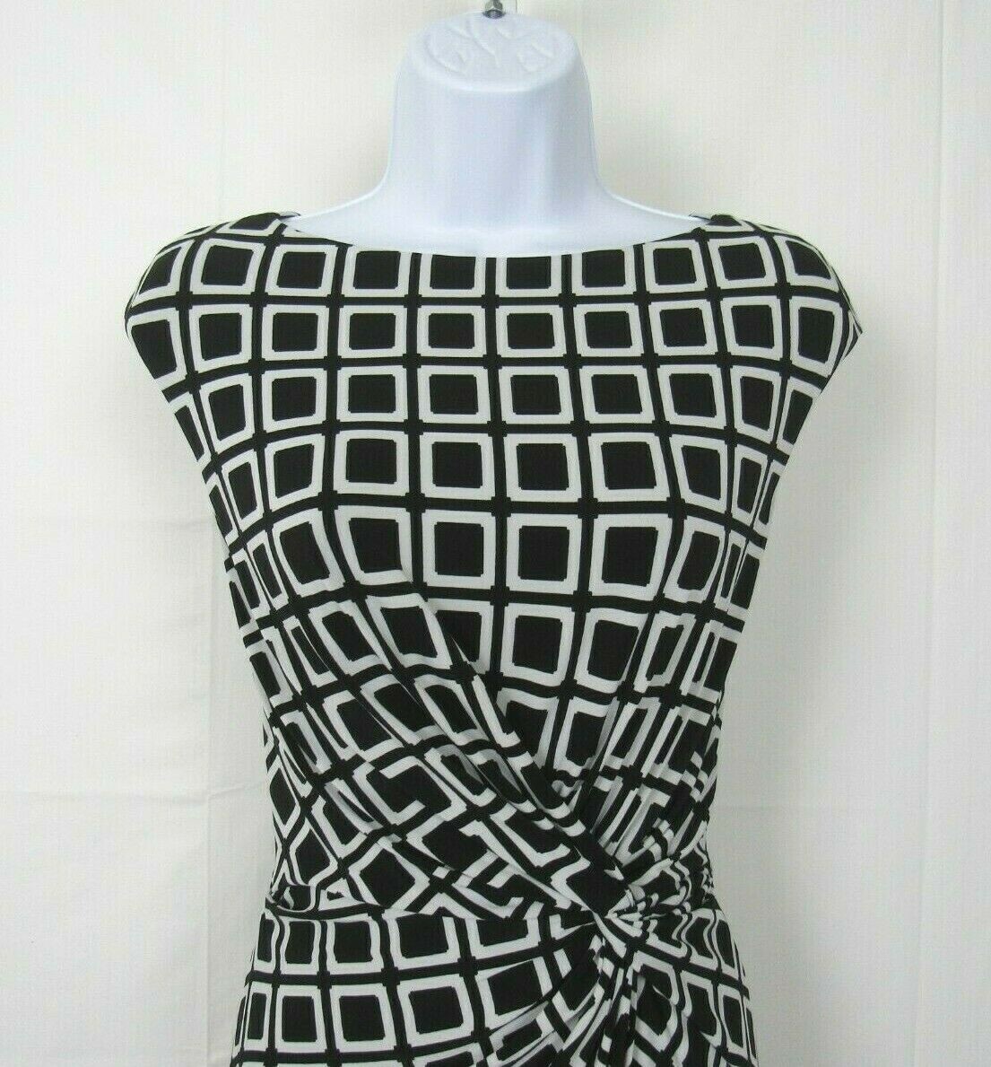 VTG 1990s 2000s RALPH LAUREN SIZE 6 MOD GEOMETRIC GATHERED STRETCH DRESS