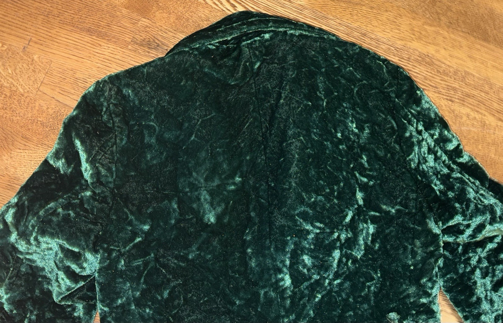 Green Crushed Velvet 70s Double Breasted Vintage Coat By VIBES by CAMPUS