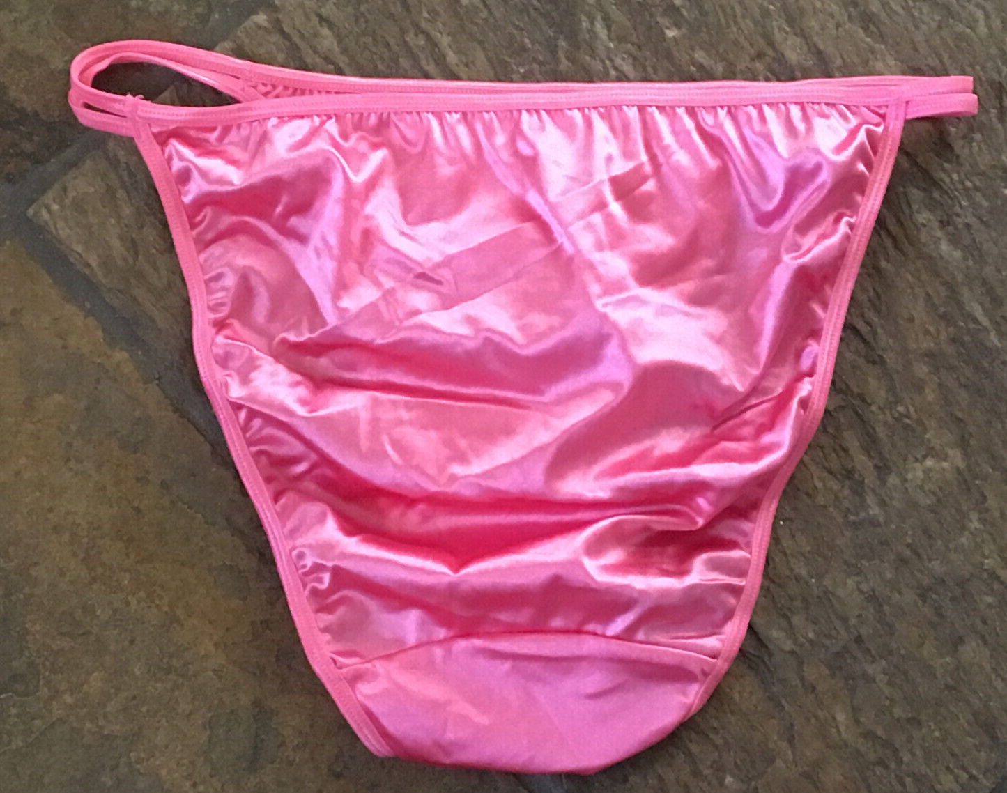 Bubble Gum PINK 10/3XL Double String Hi Shine Second Skin Hi Cut String Panties