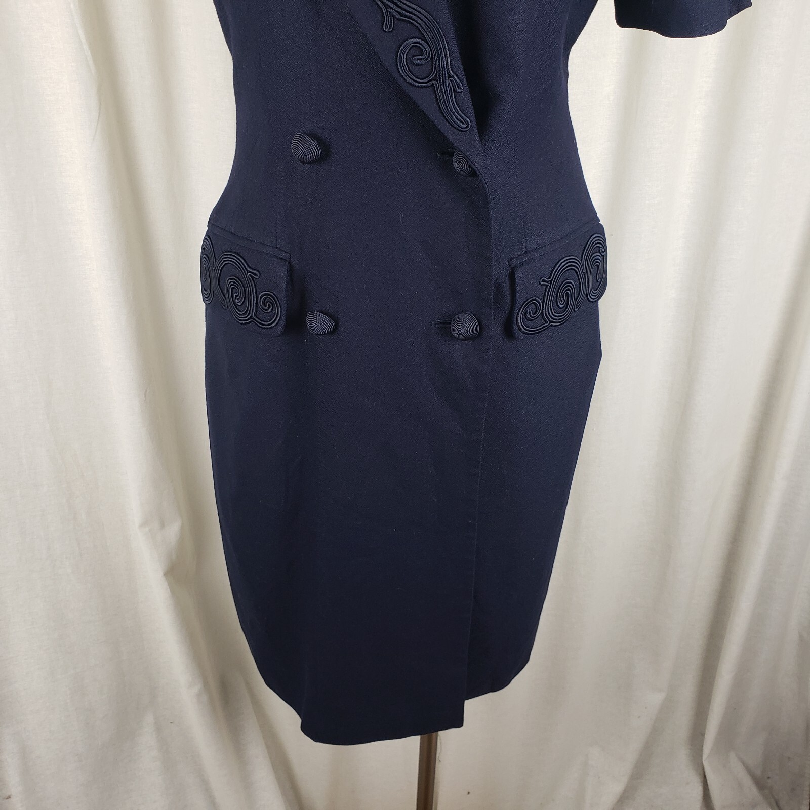 Double Breasted Blazer Coat Dress Kasper for ASL Tuxedo Vintage Women 6 Soutache