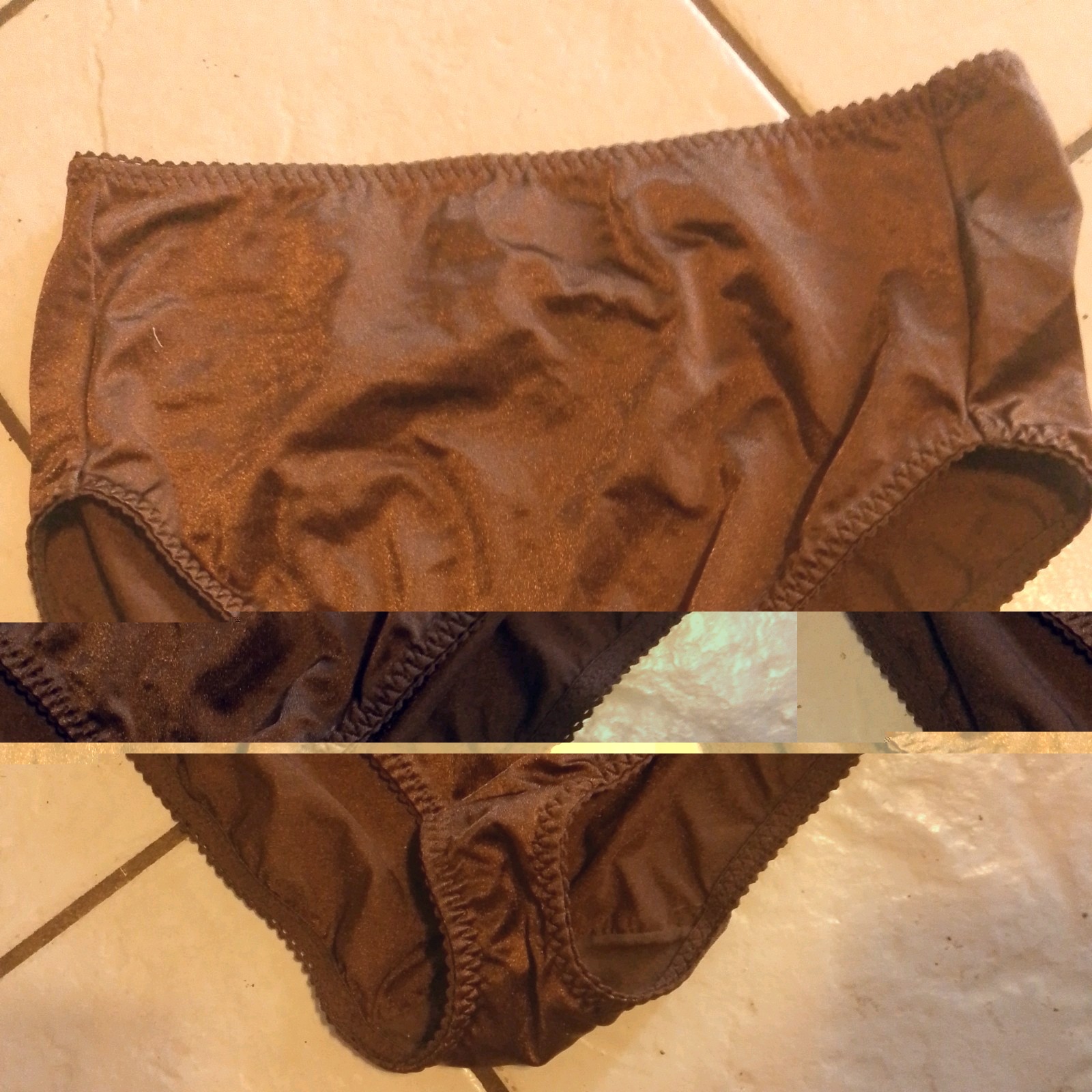 Vintage Vassarette Second Skin Shiny Satin Brown Panties Briefs Hi Rise,3X