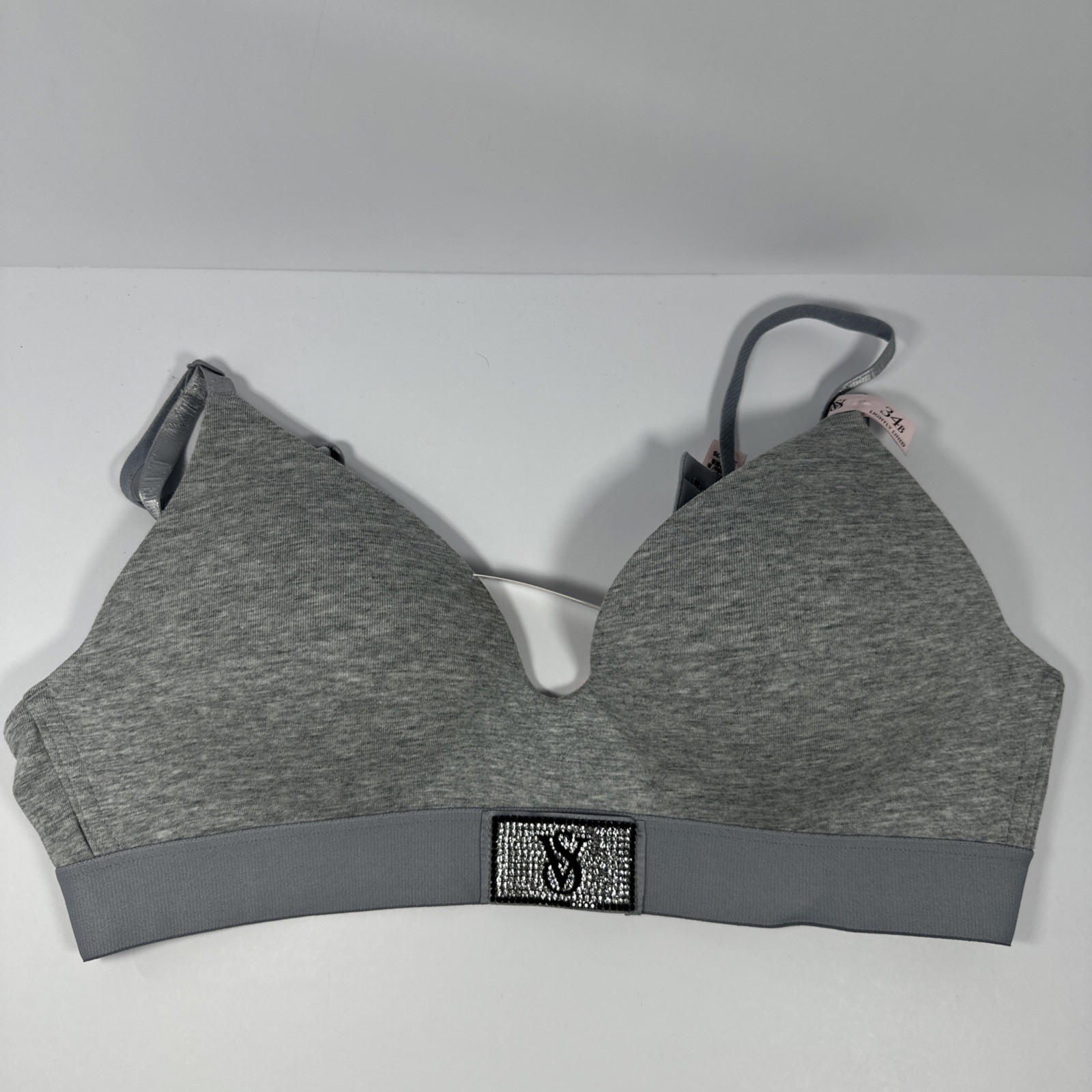 Victoria Secret Gray Shine Patch Lightly Wireless Bra 34B