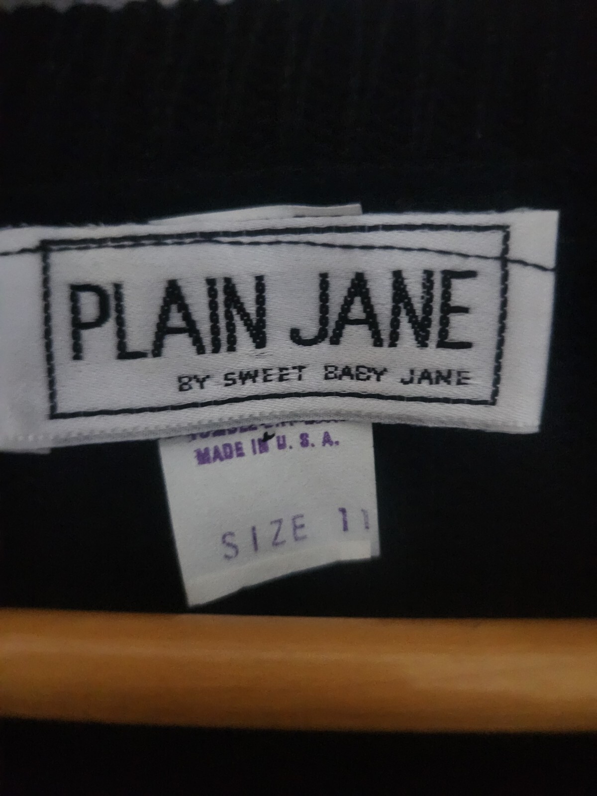 Vintage Plain Jane Black Sweater Size 11 By Sweet Baby Jane Made In USA