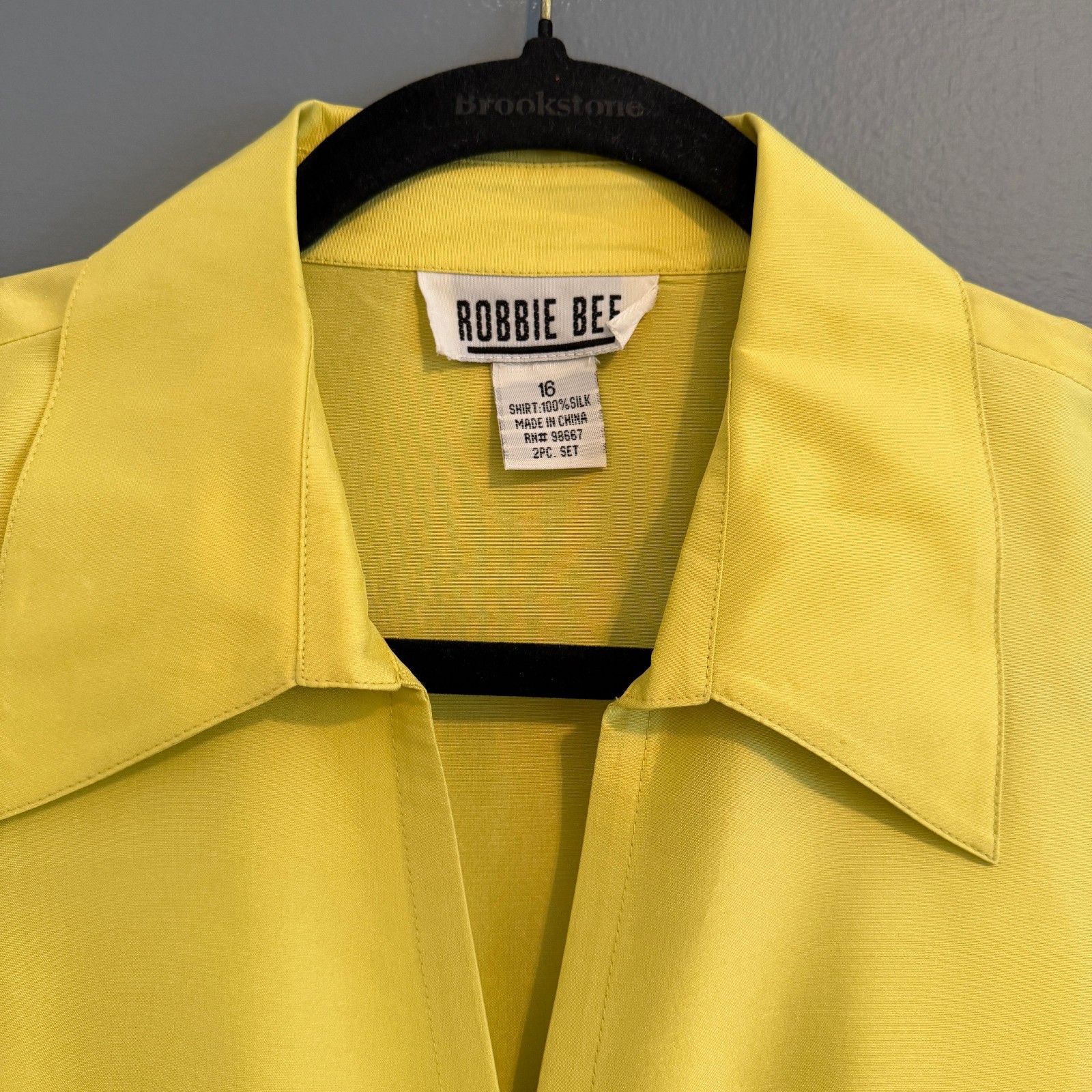 Vtg Robbie Bee Silk Sleeveless Solid Lime Blouse & Floral Pant Both SIZE 16