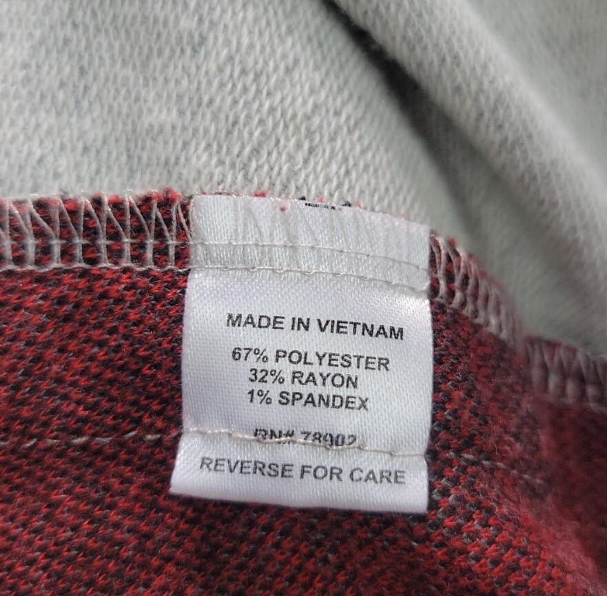 Vintage Red Plaid polyester Long Sleeve T-Shirt Erin London Size XL Padded Elbow