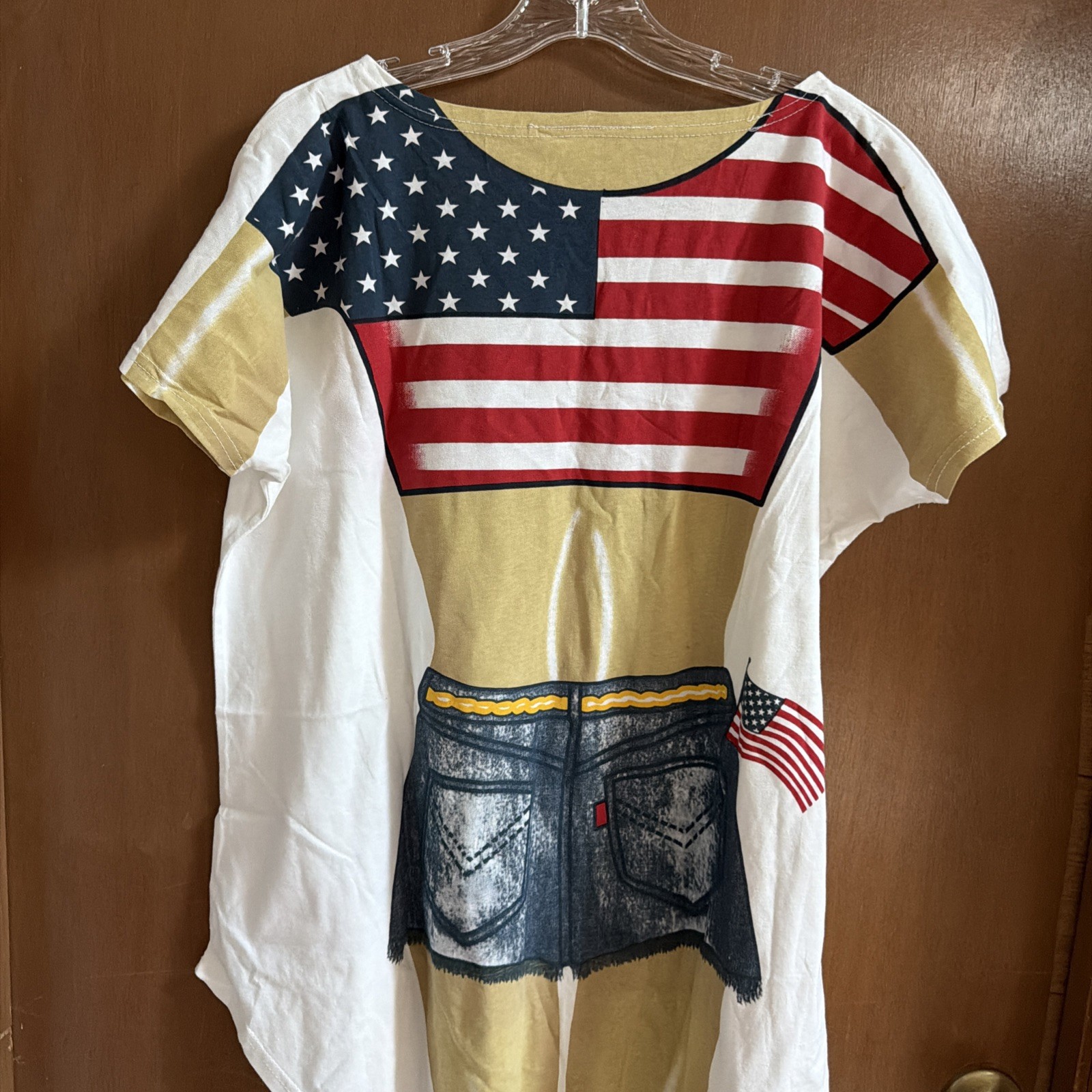 VTG Fun 2 Wear American Flag Bikini Shirt Cover Up Adult One Size Allover Print