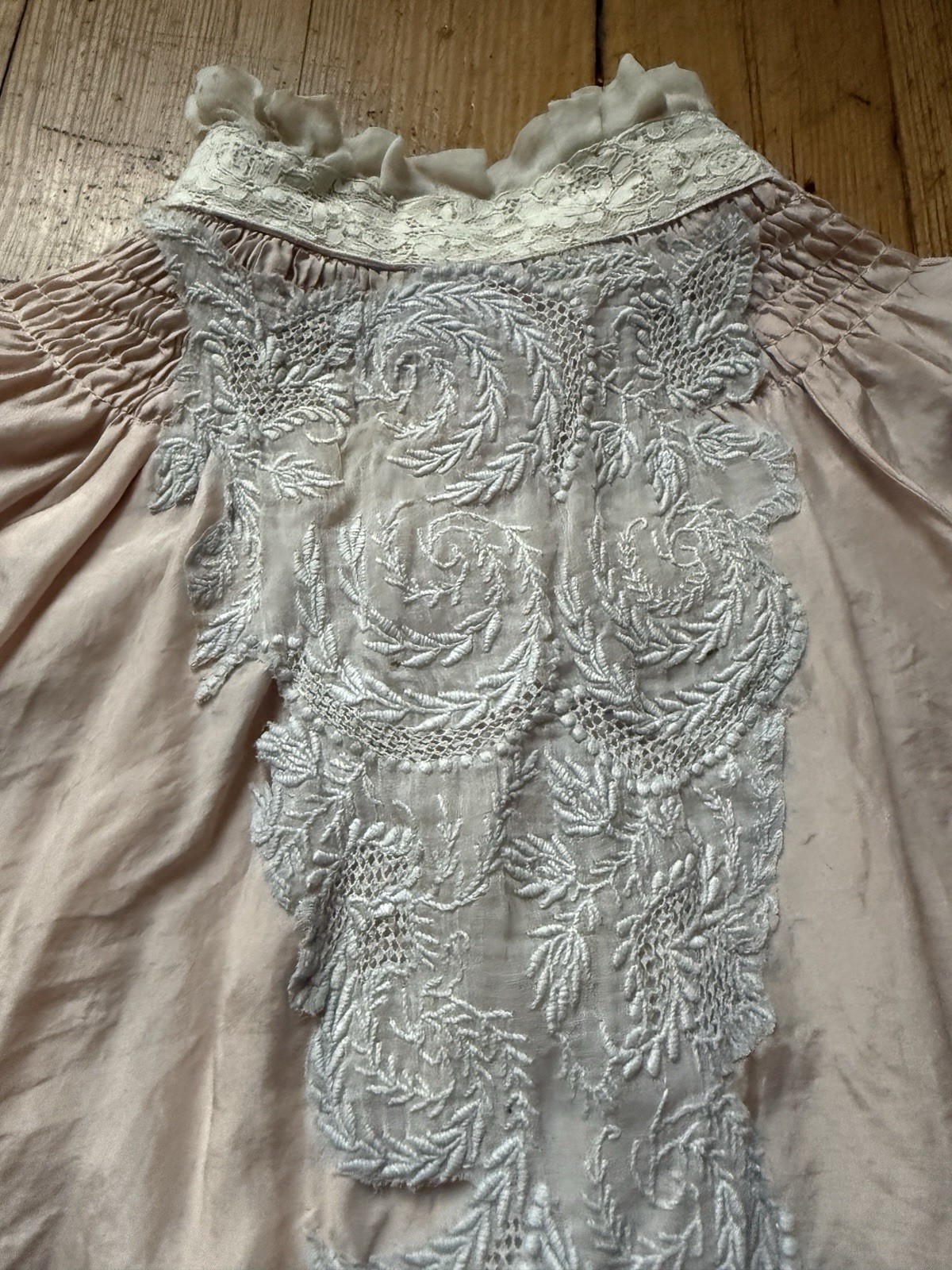 True Vintage Rare Victorian-Edwardian Blush Silk Lace Blouse